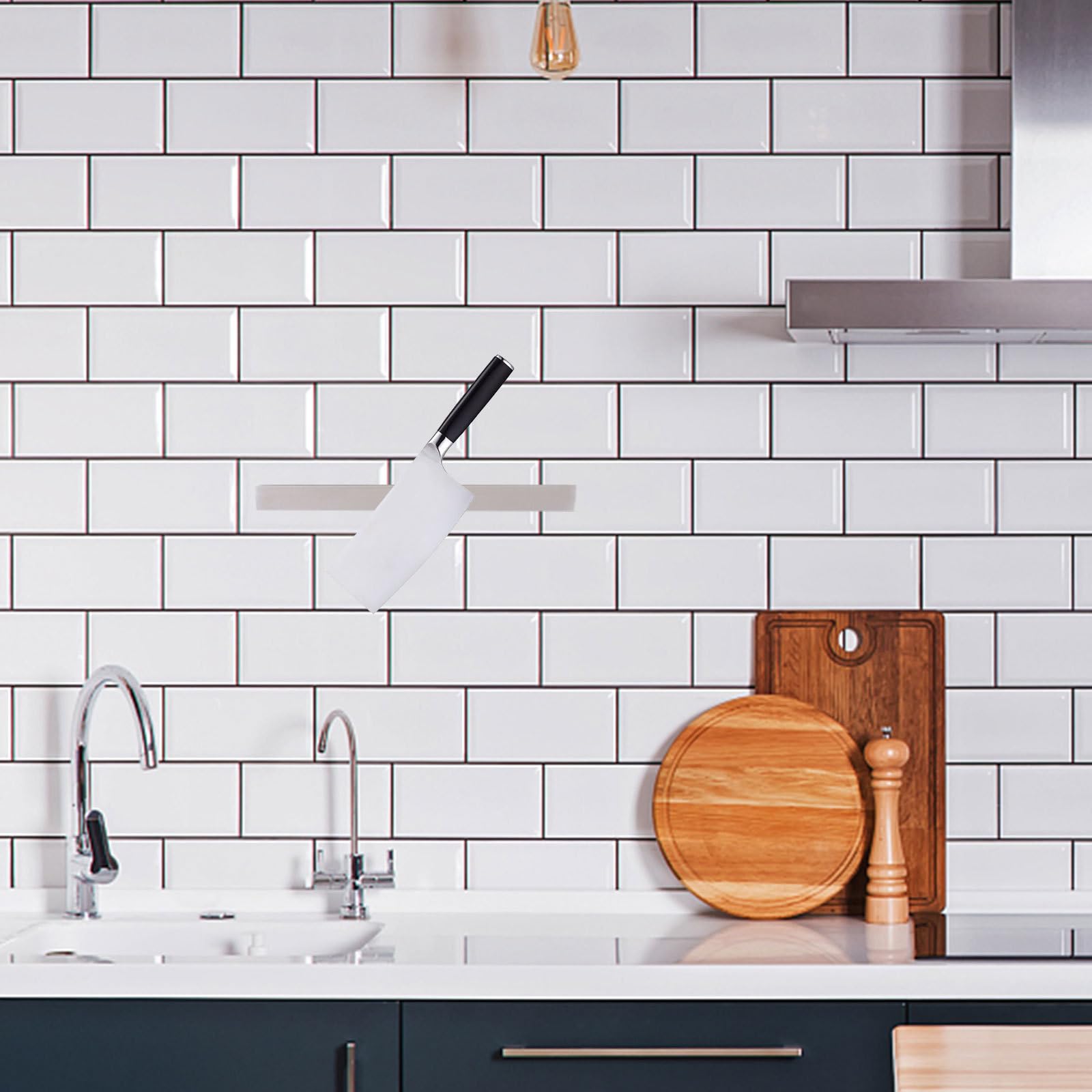 Portacuchillos Magnético de Pared Plata para Cocina, Barra