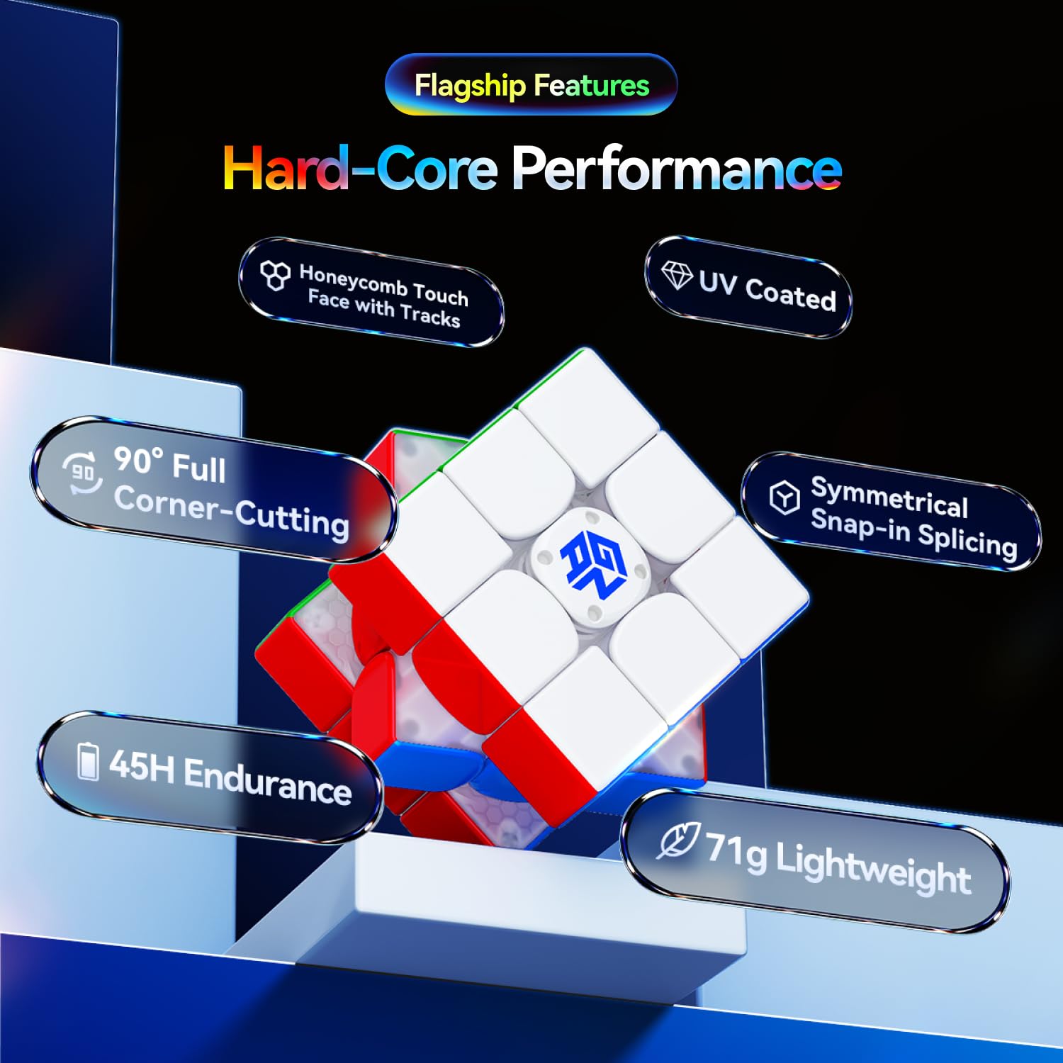 GAN 16 ui Maglex Max UV Zauberwürfel 3x3, Magnetisch Smart Speed Cube | Prifo Speedcube mit KI-Analyse & Personalisierter Modellierung, Geeignet für Kinder & Erwachsene, Geschenke, Weihnachten