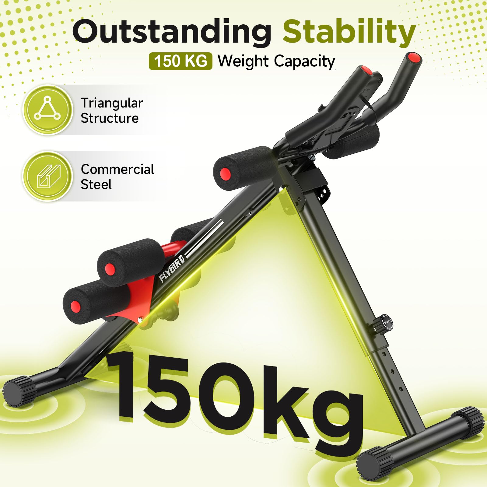 FLYBIRD Appareil pour abdominaux - Appareil de musculation abdominale réglable - Pour entraînement complet du corps à la maison - Pour sculpter la silhouette - Capacité de charge de 150 kg