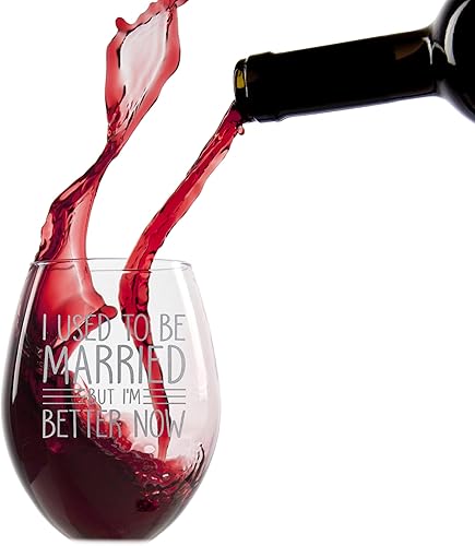 Miniatura 3 de Promotion & Beyond I Used To Be Married But I'm Better Now Copa de vino sin tallo Diseño sarcástico para mujeres divorciadas rompen un solo regalo