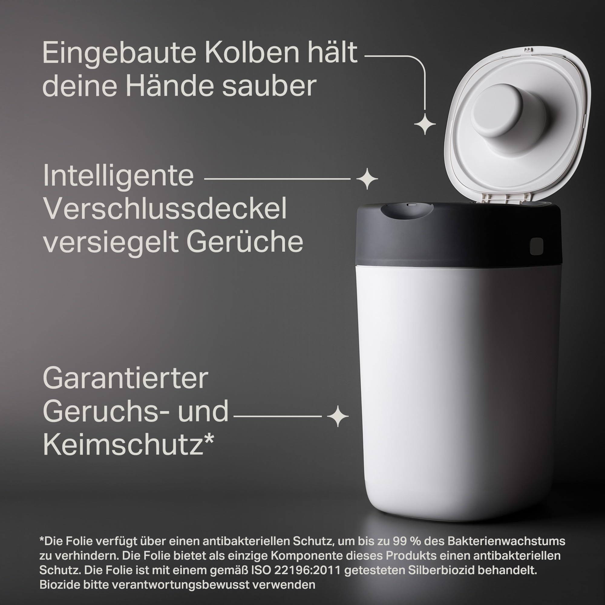 Tommee Tippee Twist and Click Advanced Windeleimer, umweltfreundliches System, inkl. 6 Nachfüllkassetten mit GREENFILM, Weiß
