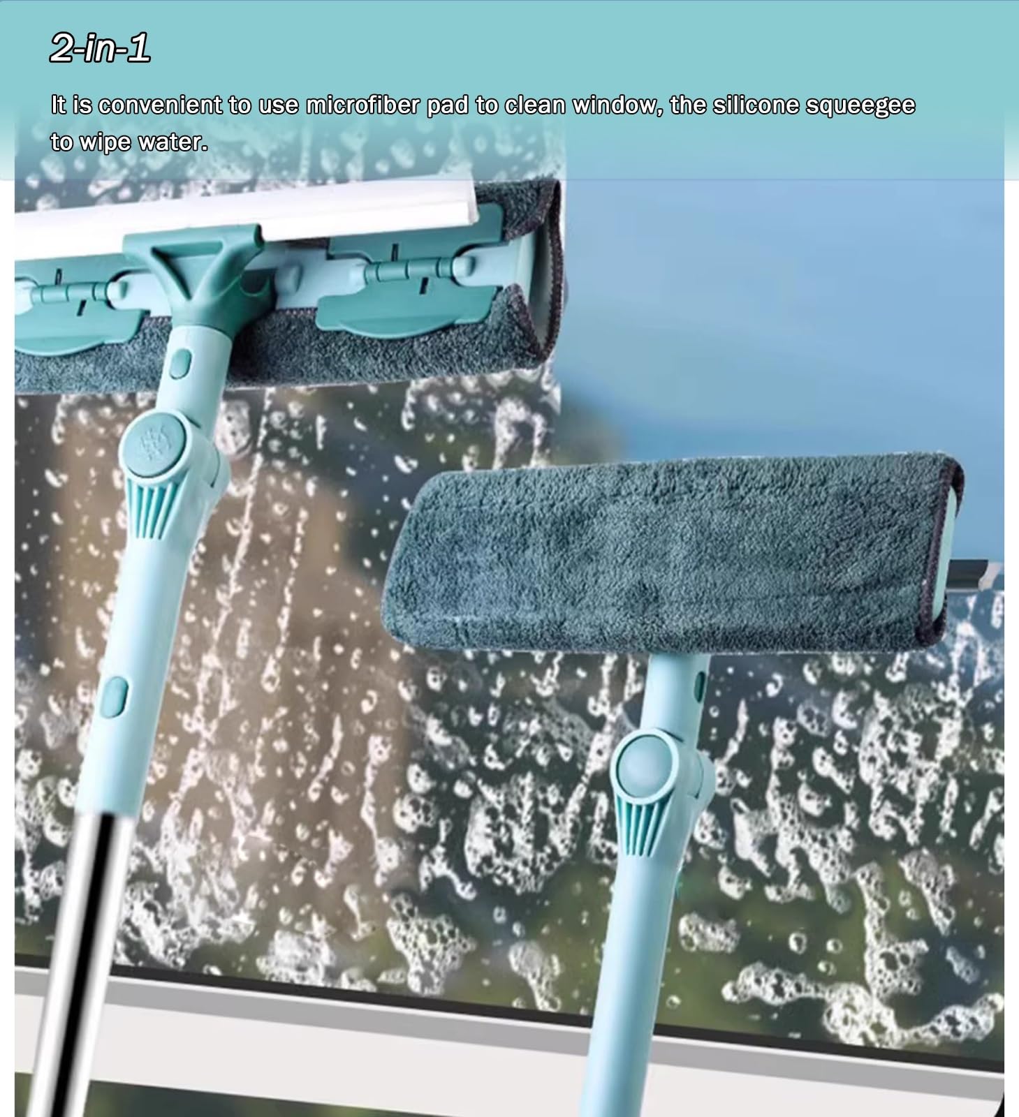 Lavavetri Tergivetri Puliscivetri Kit di strumenti per la pulizia delle finestre con tergivetri per uso domestico, asta estensibile per il lavaggio delle finestre da 160 cm per porte in vetro della do