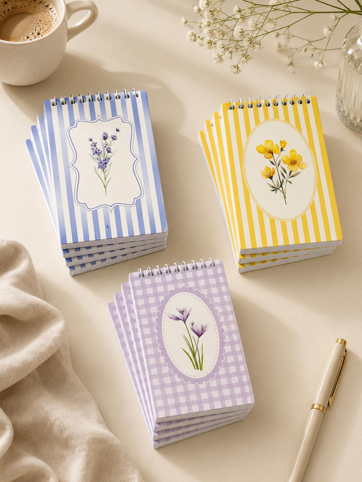 doodle pocket plans mini spiral notepads set of 12 | 3 x 5 inch pocket notepad with top spiral binding | pack of 12 small notepads for notes, lists, reminders, to-do & desk use | assorted designs