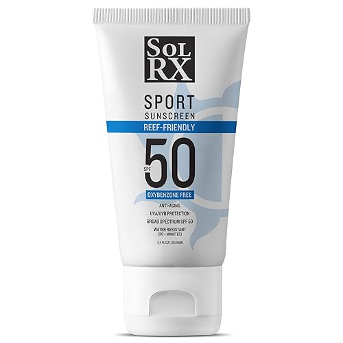 SolRX SPORT SPF 50 protector solar - libre de oxibenzona sin fragancia - tubo de 34 oz