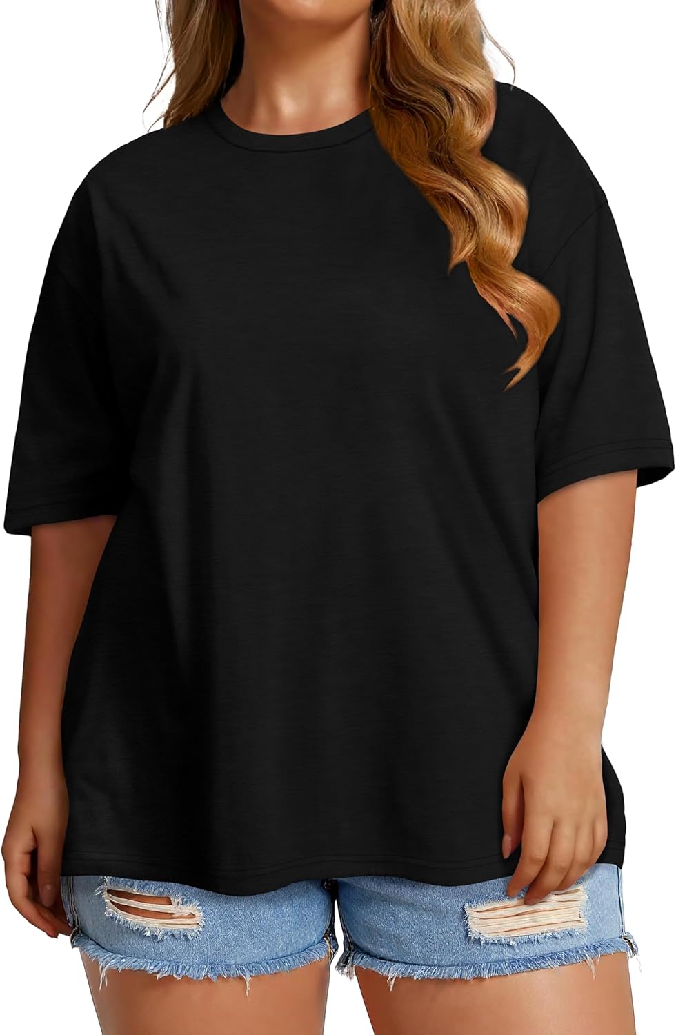 Plus Size Tops Casual Oversized Tshirts for Women Loose Fit Crew Neck Blouses Summer Basic Tees - Image 2