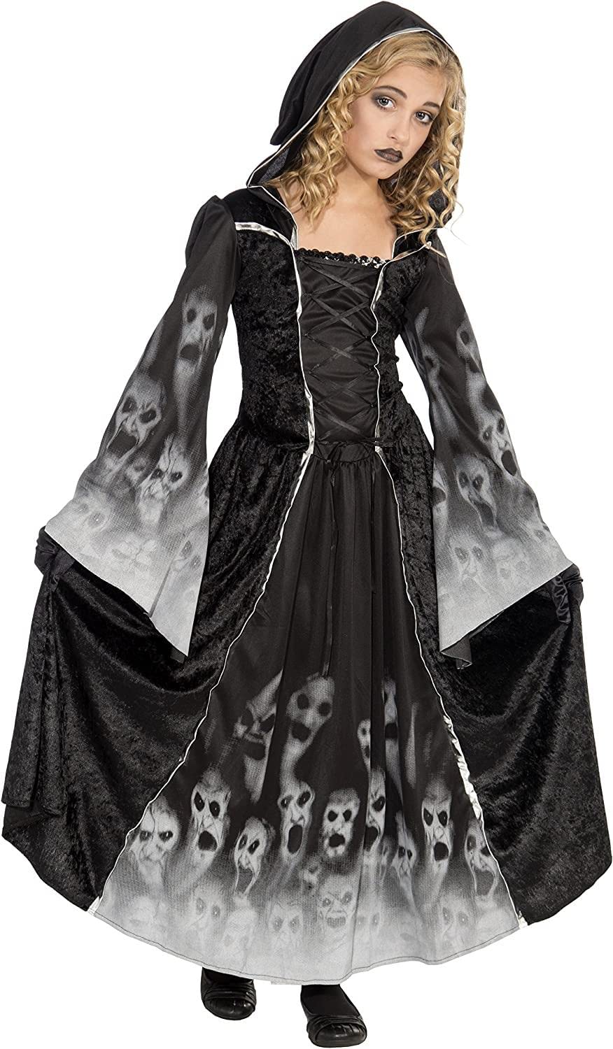 The Dragons Den Girls Forsaken Soul Hooded Dress Halloween Ghoul Fancy Dress Costume [2 Sizes]