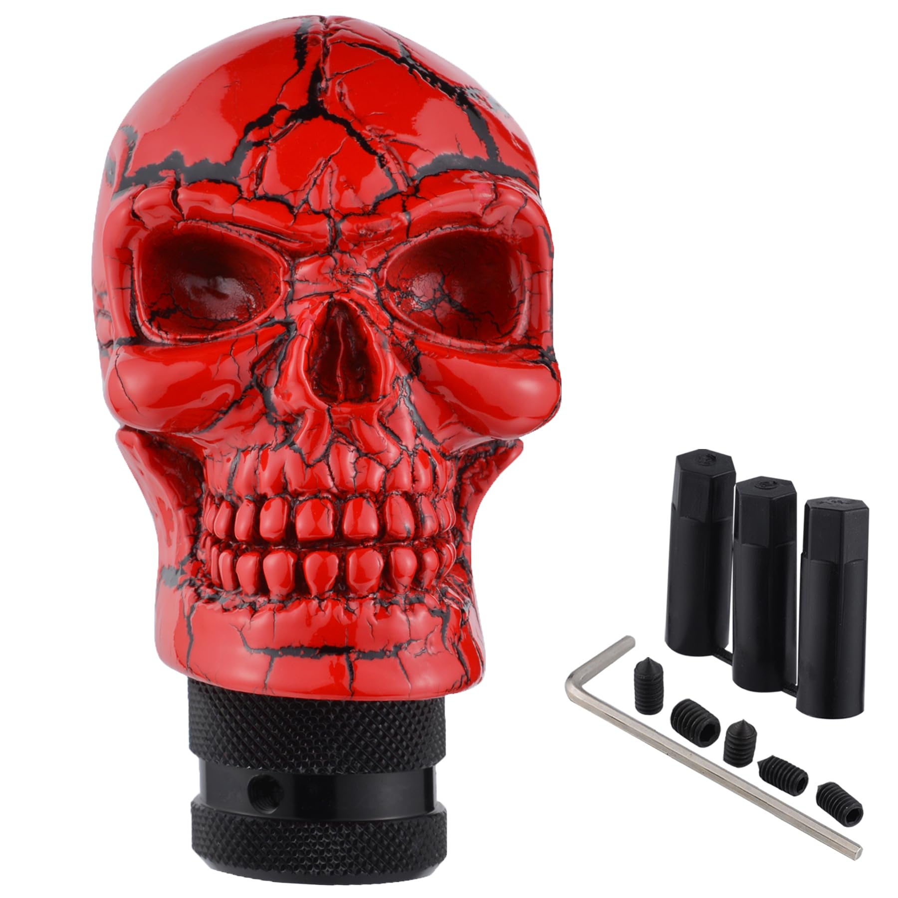 Padaodao Skull Gear Knob Shift Grip Handle Lever Stick Shifter Automotive Accessories fit Most Manual Automatic Vehicles, Red