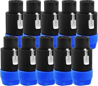 HBU 10pcs 8 Pole Speakon Connector - Pack of 10 Pro Audio Jack Amplifier NL8 Speak-On Quick Lock Plugs - Compatible with Neutrik Speak-On NL8FC, NL8FX, NL8MP for Loudspeaker Connection