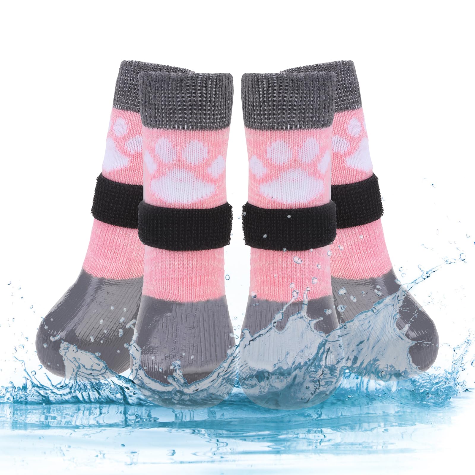 KOOLTAIL Non Slip Dog Socks to Prevent Licking Paws for Hardwood Floors, Dog Boots Shoes for Hot/Cold Pavement with Grippers Traction Control, Waterproof Paw Protector for Small Medium Large Dogs, M
