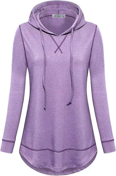 MOQIVGI Womens Long Sleeve Lightweight Activewear Casual Running Yoga Workout Hooded Tops
