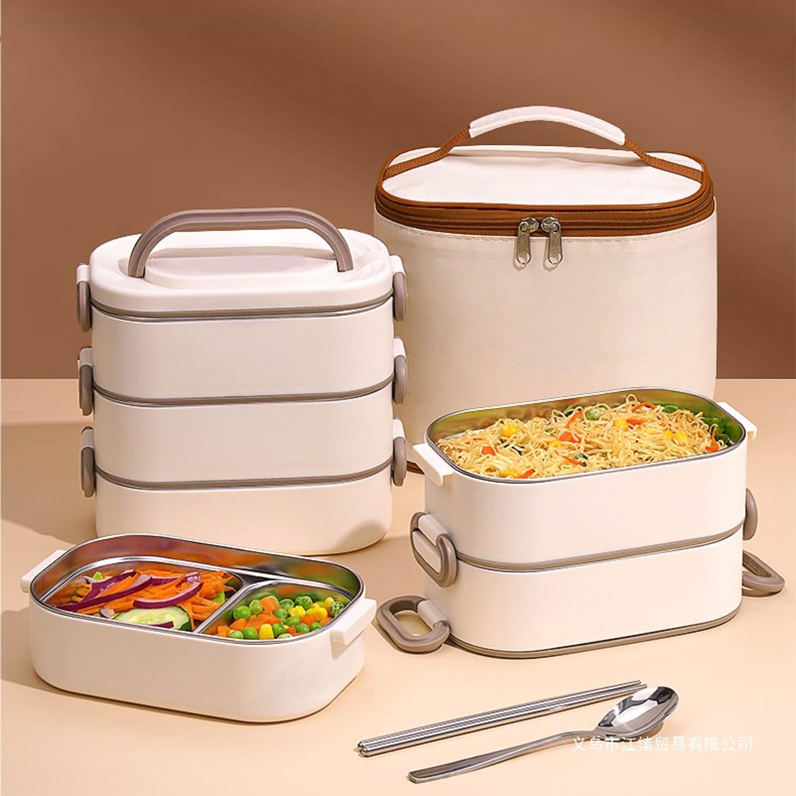Caja de Almacenamiento de Alimentos Inoxidable con Flexible de Doble Gancho y Bolsa térmica para Transporte de Comidas frías y Calientes Caja de Comida Caliente Transportable