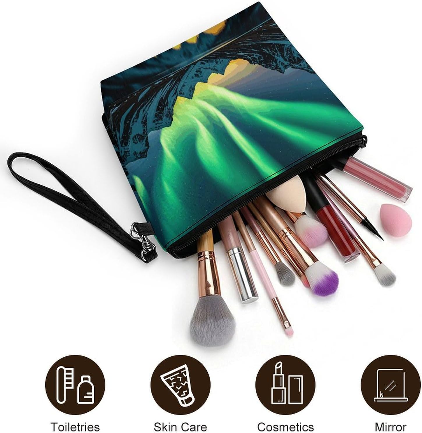 Handheld Makeup Bag, Multifunctional Storage Travel Toiletry Bag image 5