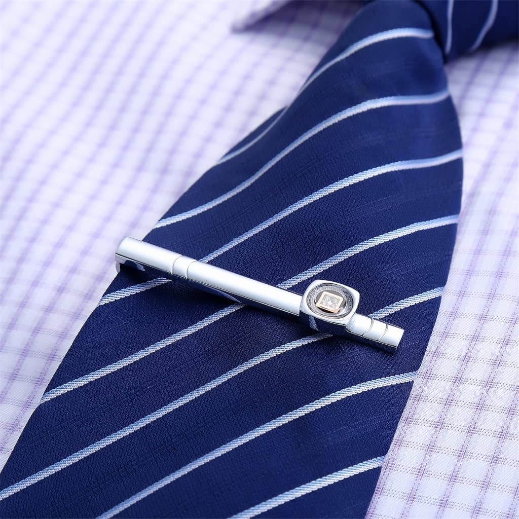 Silberne Manschettenknöpfe, Krawattenklammer-Set, Business-Kleid-Manschettenknöpfe (Farbe: A, Größe: Einheitsgröße) (A Einheitsgröße)