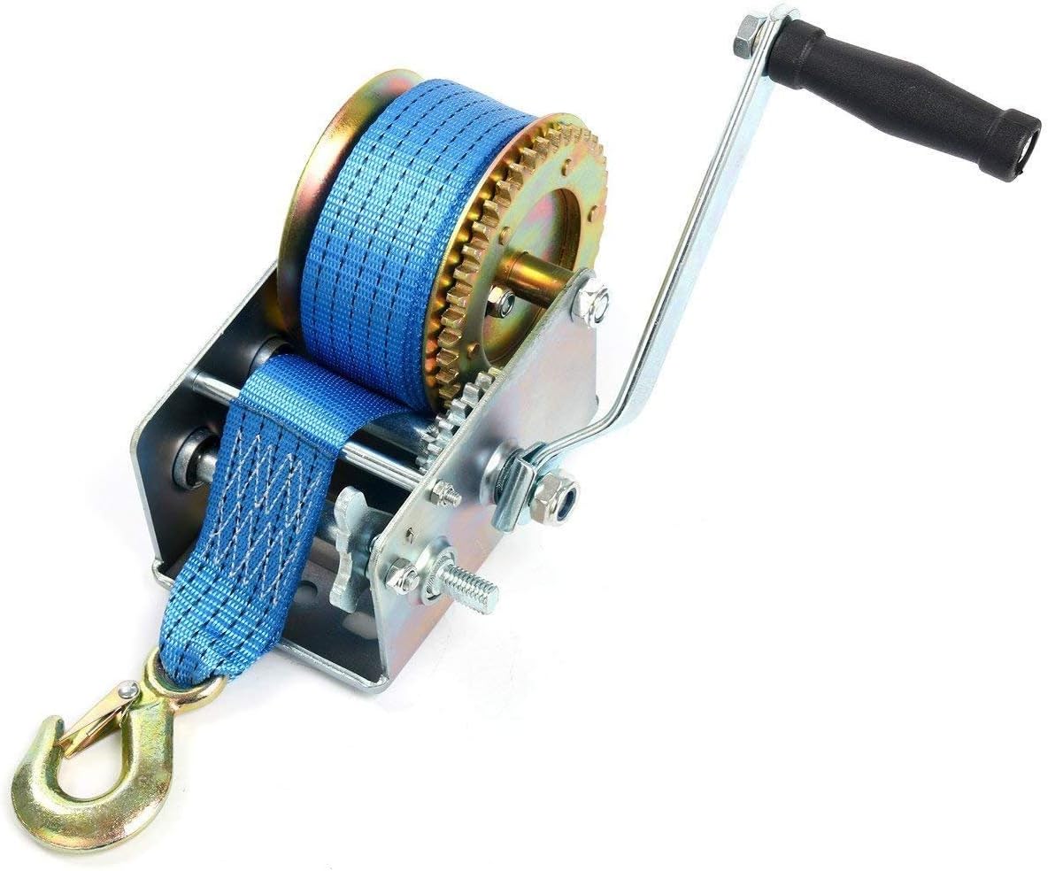 FreeTec 1130Kgs (2500Lbs) Manual Hand Winch with 10m Strap for Boat Trailer Caravan Marine