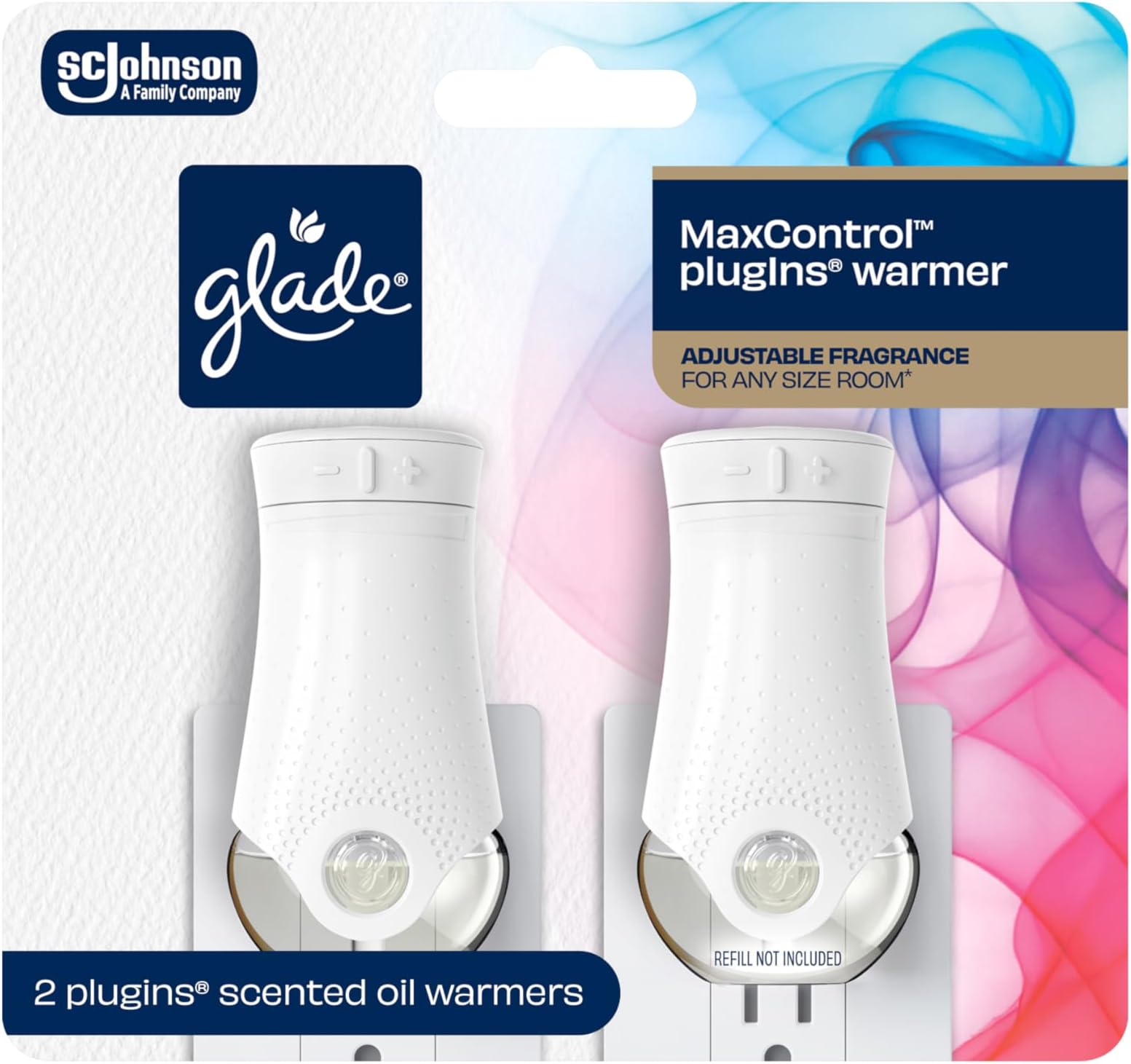 PlugIns Air Freshener Warmer, Scented and Essential Oils for Home and Bathroom, Up to 50 Days on Low Setting, 2 Count