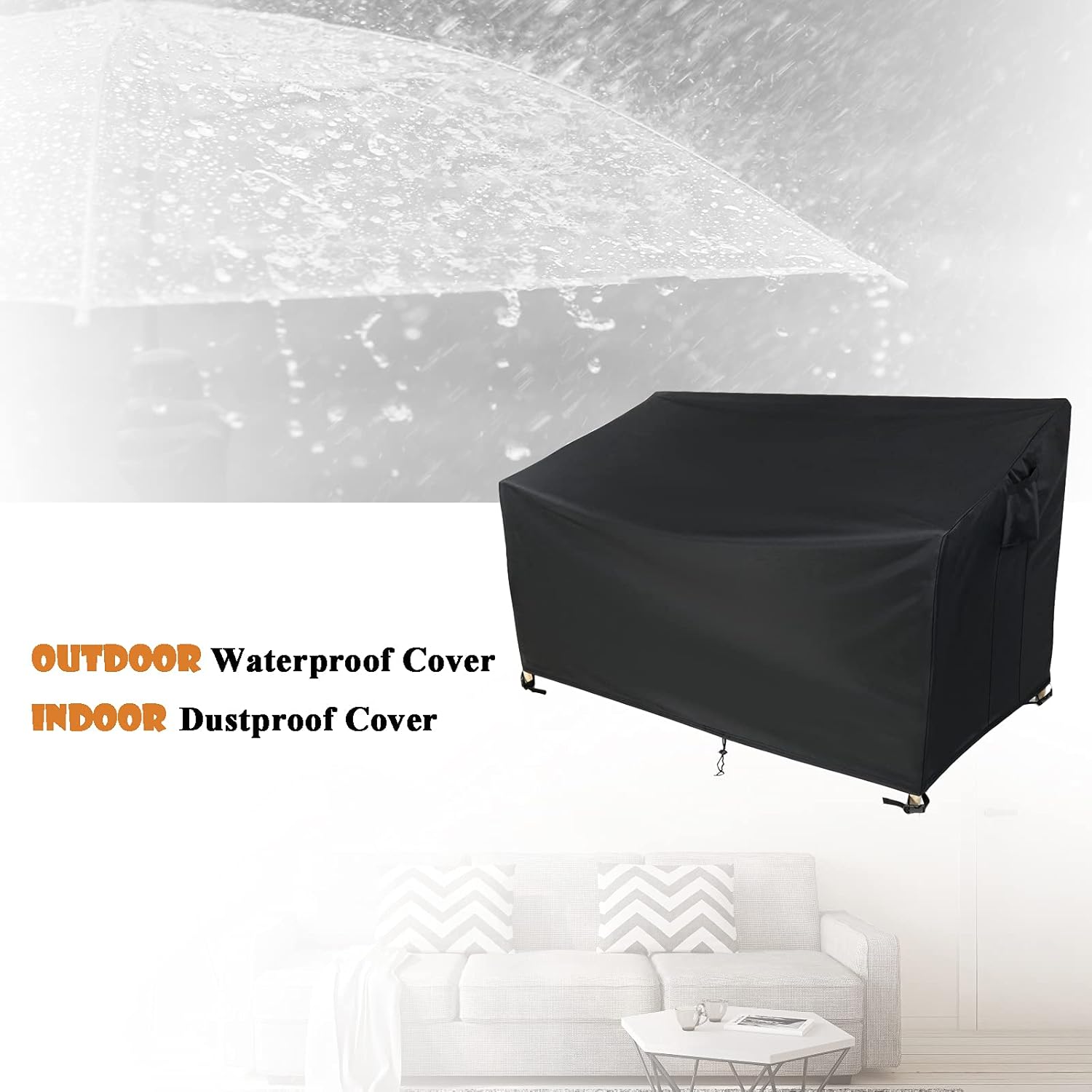 Flymer 2-Seater Patio Loveseat Bench Cover, 600D Heavy Duty Waterproof Patio Furniture Cover for Bench Loveseat Sofa Chair: Kitchen & Dining