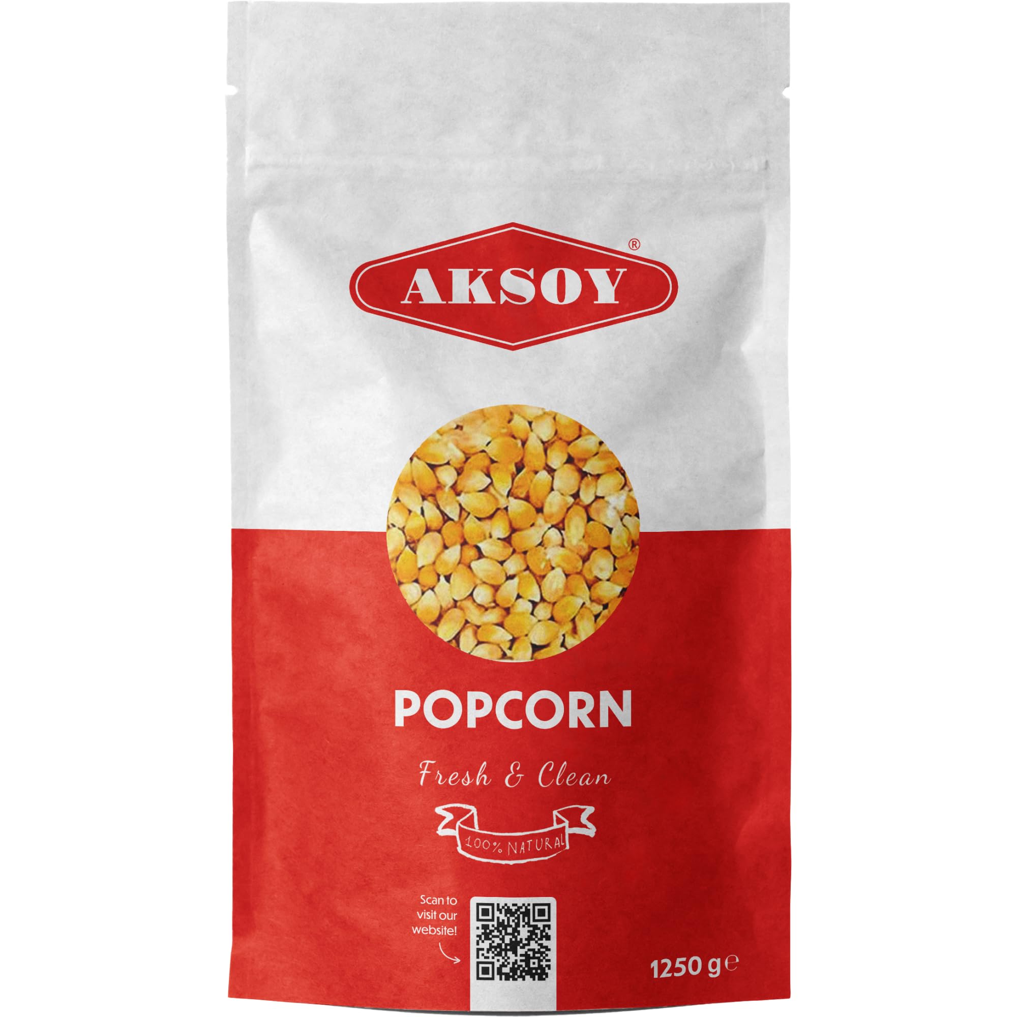 AKSOY Popping Corn Kernels - 1.25KG | Popcorn Seeds for Stovetop, Microwave & Air Popper | Freshly Harvested Corn for Delicious Homemade Popcorn Snacks (Packing May Vary)