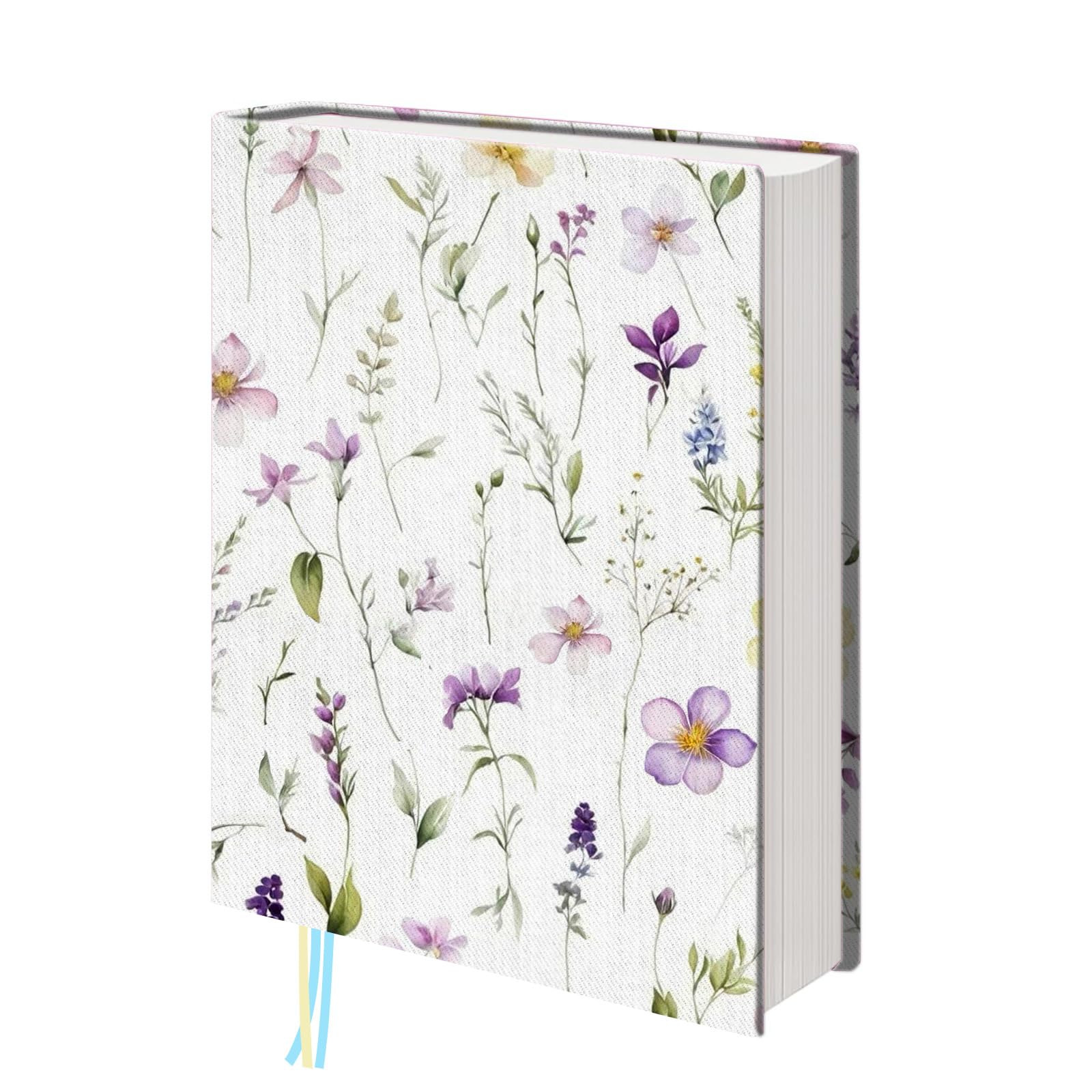 bolimoss Floral Leaf Book Cover Protector, Washable Adjustable Book Sleeves with Bookmark, Reusable Soft Cotton Book Covers for Bible Hardcover Novels, Book Protector for Women Novels Book Lovers