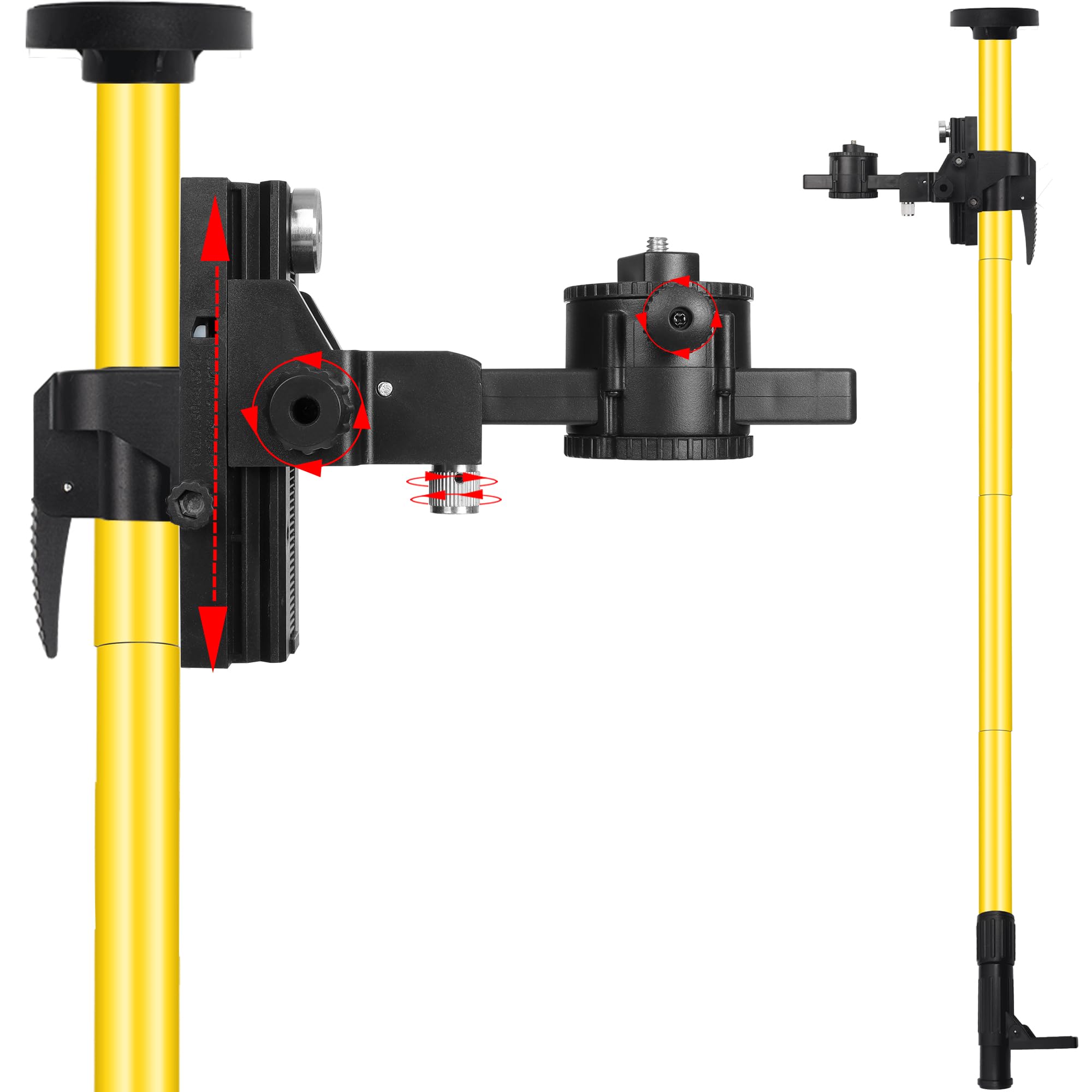 Palo multifunzione per livella laser da 4,2 metri, altezza regolabile, testa rotante a 360 gradi, con testa Pan-Tilt multi-funzione di regolazione fine