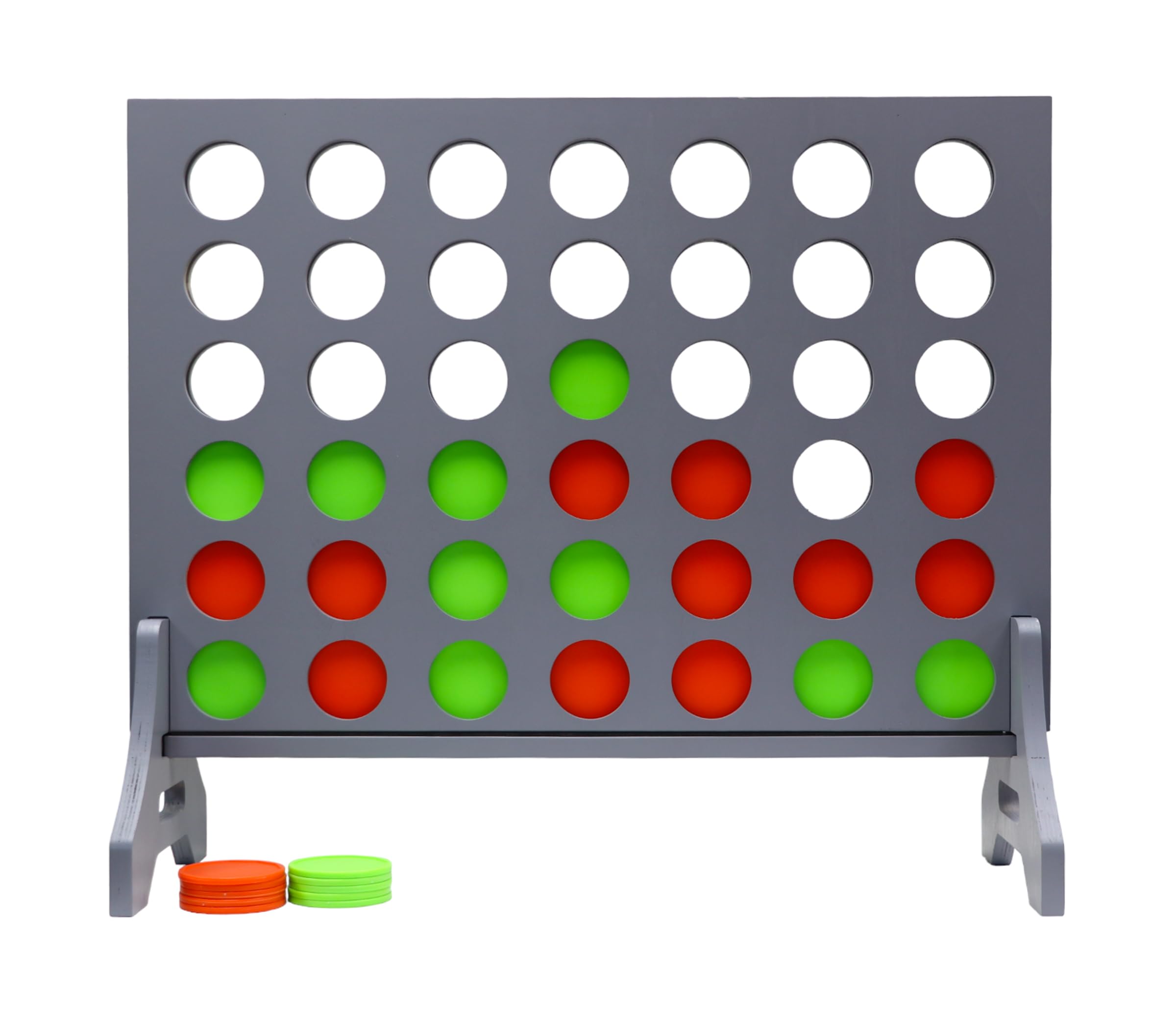 Giant 4 in a Row Game for Family &amp; Adults – Tailgating Pros Jumbo Grey Wooden Four in a Row Indoor &amp; Outdoor Yard Game for Family Party Fun, Portable Activities for Patio, Backyard, and Camping