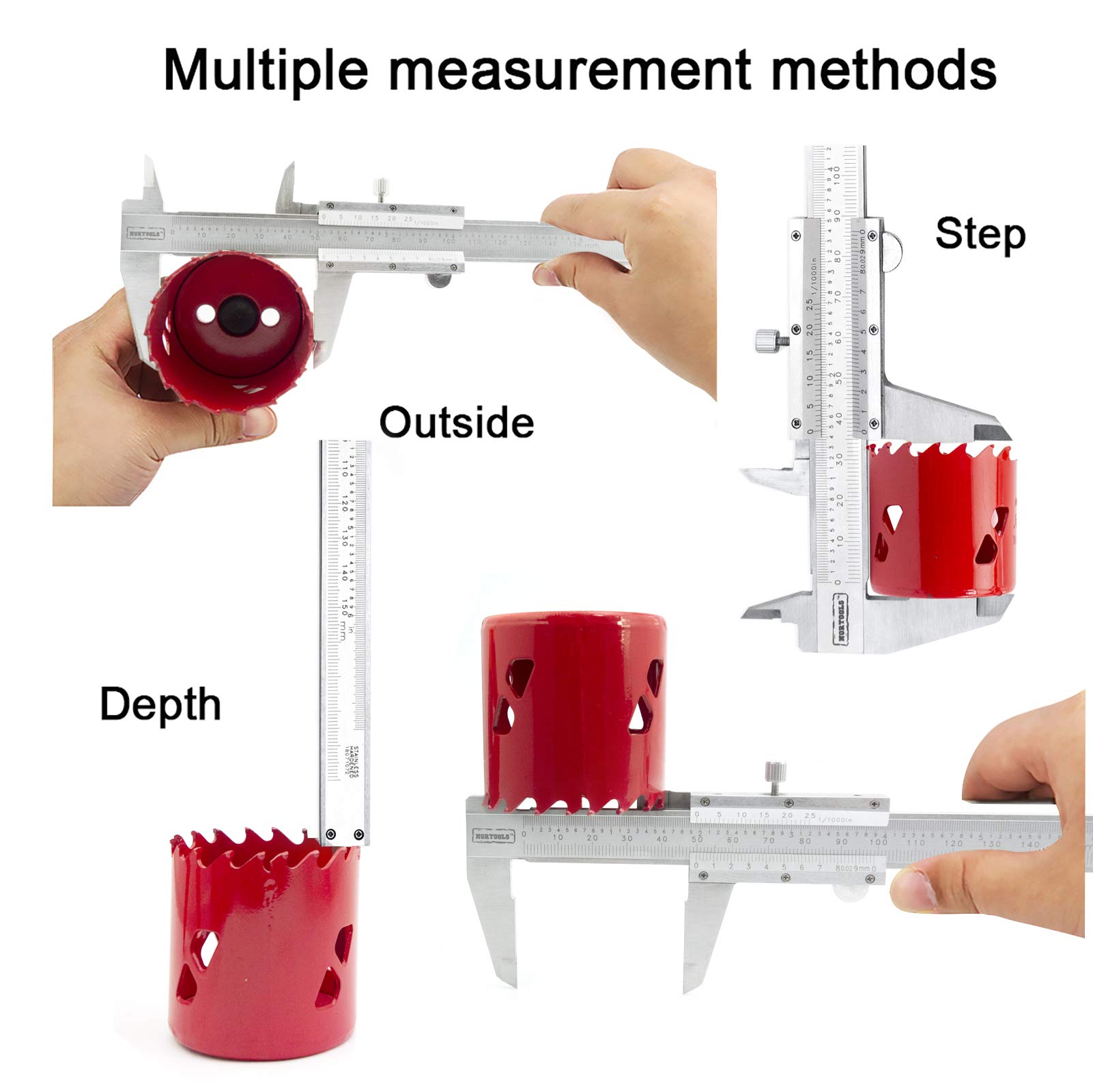 Pied à coulisse professionnel en acier inoxydable 6 pouces/150 mm pour mesures intérieures, extérieures, de profondeur et de palier, haute précision 0,001 pouce/0,02 mm, micromètre durable