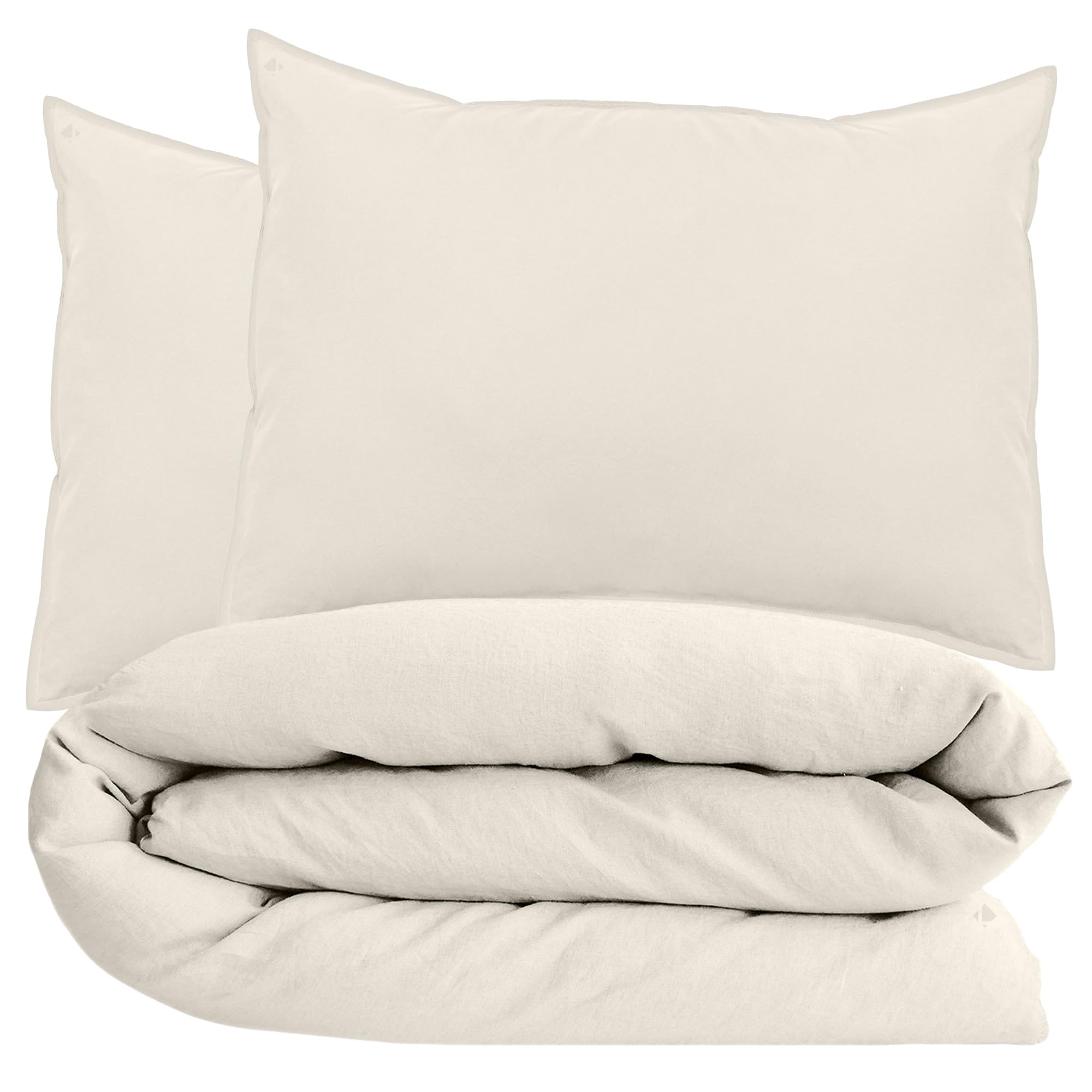 Parure de lit 260x240 cm Opera Beige Ivoire avec ses deux taies 50x70 cm