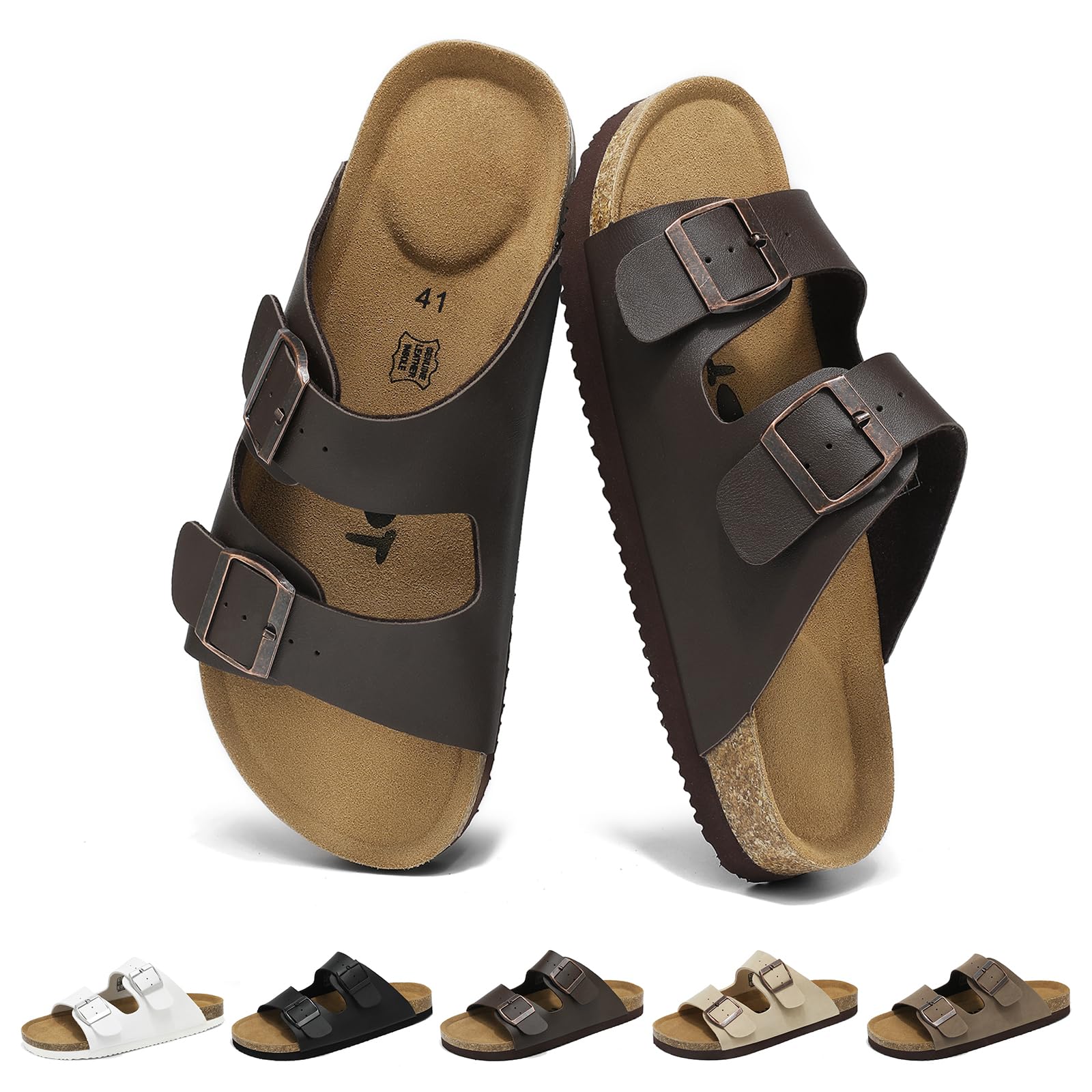 Wizshoe Sabot Sandali Uomo Ciabatte e Pantofole Comode con Plantare in Sughero Cinturini Regolabili Antiscivolo per Casa Giardino Interno Esterno 41–46 EU