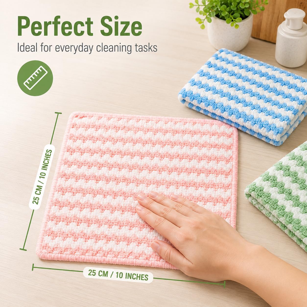 10 Pack Mircofiber Dish Cloths, Upgrade Kitchen Dish Rags, Reusable Cleaning Cloths, Kitchen Washcloths Towels, Lint Free/Absorbent/Nonstick Oil Kitchen Rags, 10''x10'' (Blue) image 2