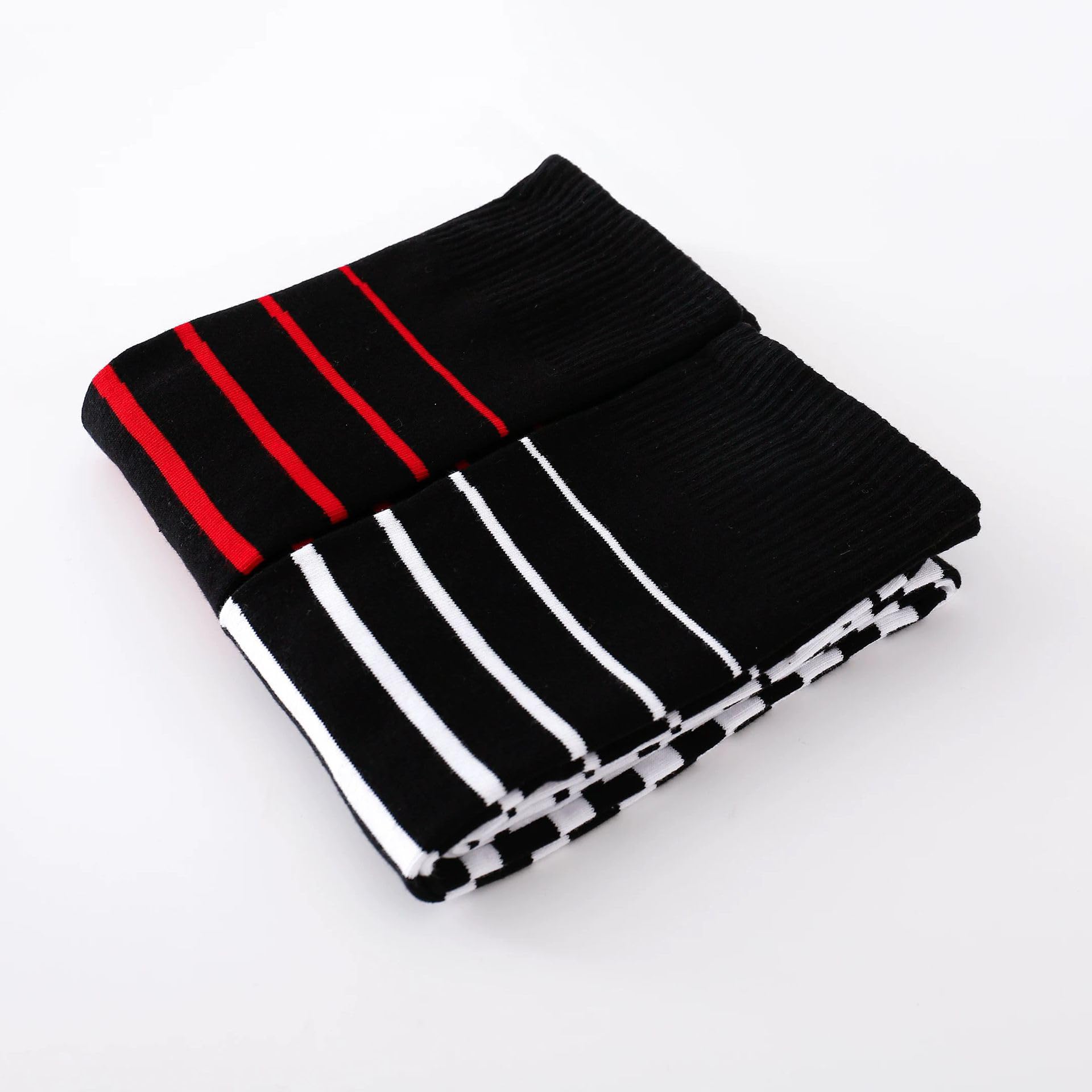 Kayhoma Extra Long Gradient Zebra Stripe Thigh High Socks Over the Knee High Socks: Black&whtie / Black&red