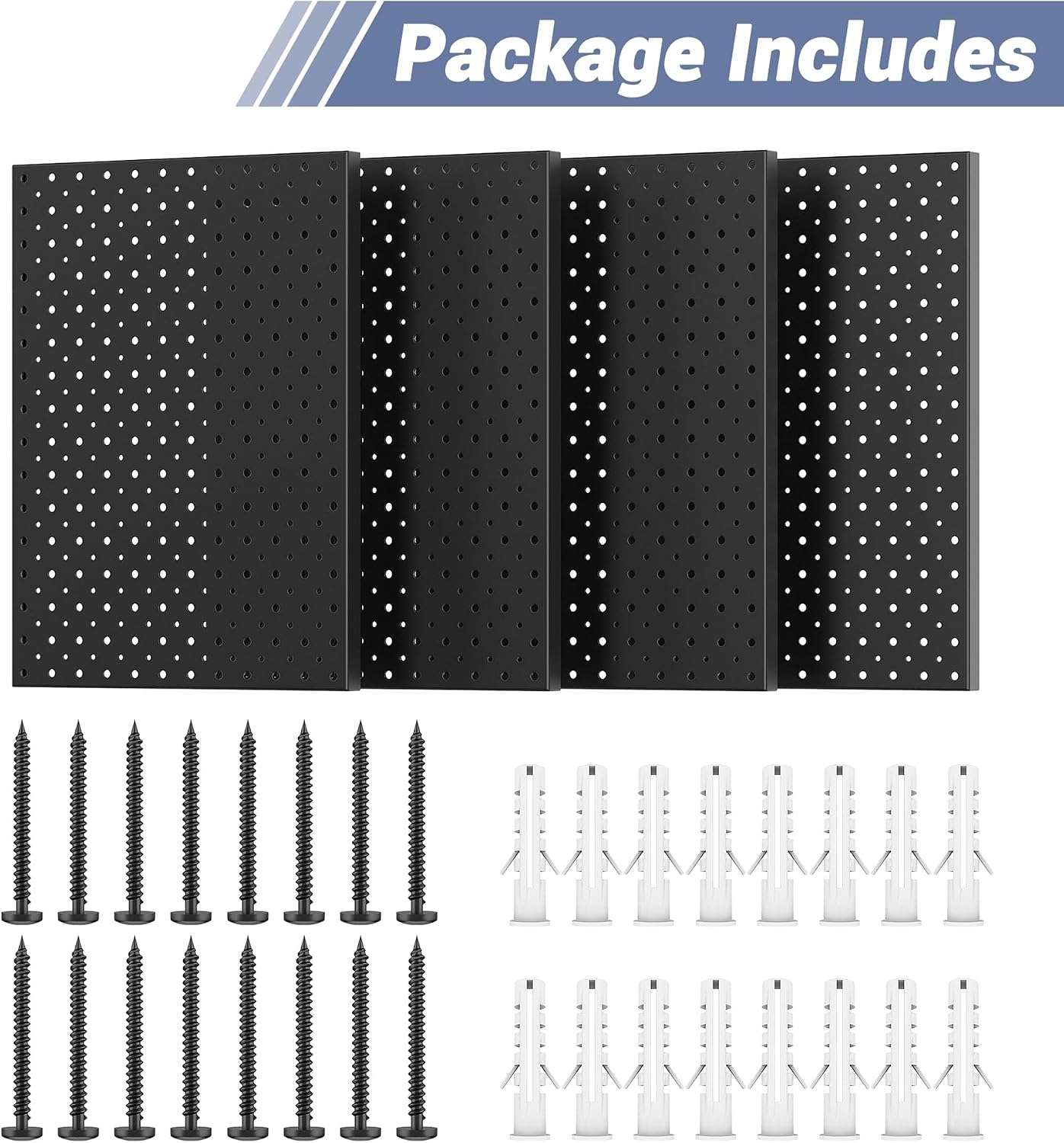 WALMANN 4-Pack 12x16 Metal Pegboard Panels, Tool Organizer Pegboard