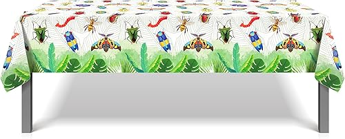 Miniatura 2 de Paquete de 3 manteles de plástico para fiesta de insectos, para primavera y verano, decoración de fiesta de insectos, mantel desechable para fiesta