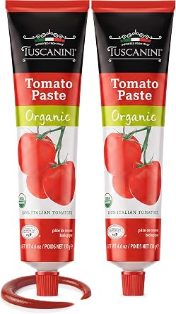 Tuscanini Organic Tomato Paste Tube 4.6oz 2 Pack | Double Concentrate 100% Italian Tomatoes, All Natural, NON-GMO, Kosher