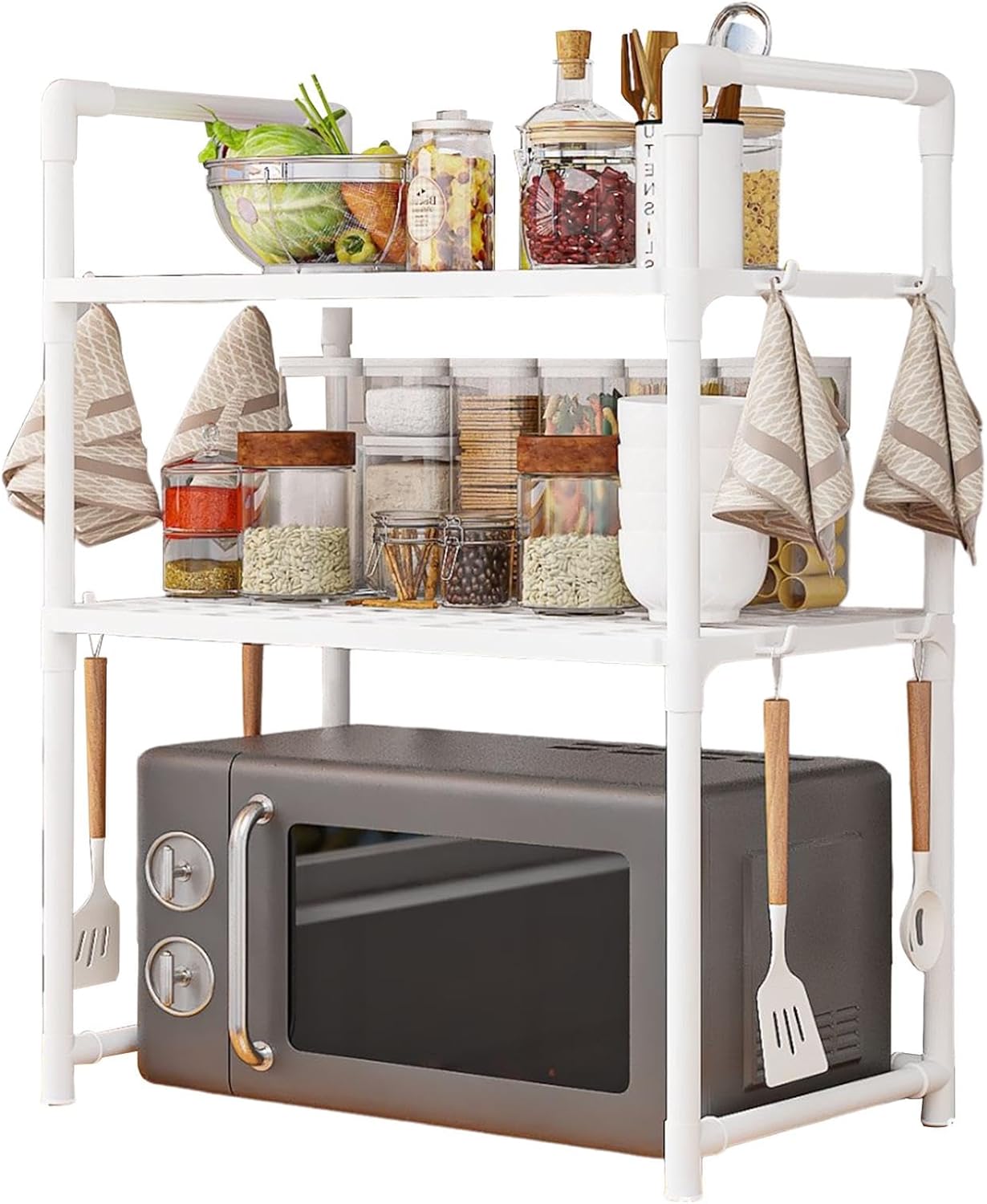 Heavy Duty Microwave Stand & Countertop Cabinet Utility Shelf for Microwave Storage Durable Kitchen Rack Space Saving Countertop Shelf