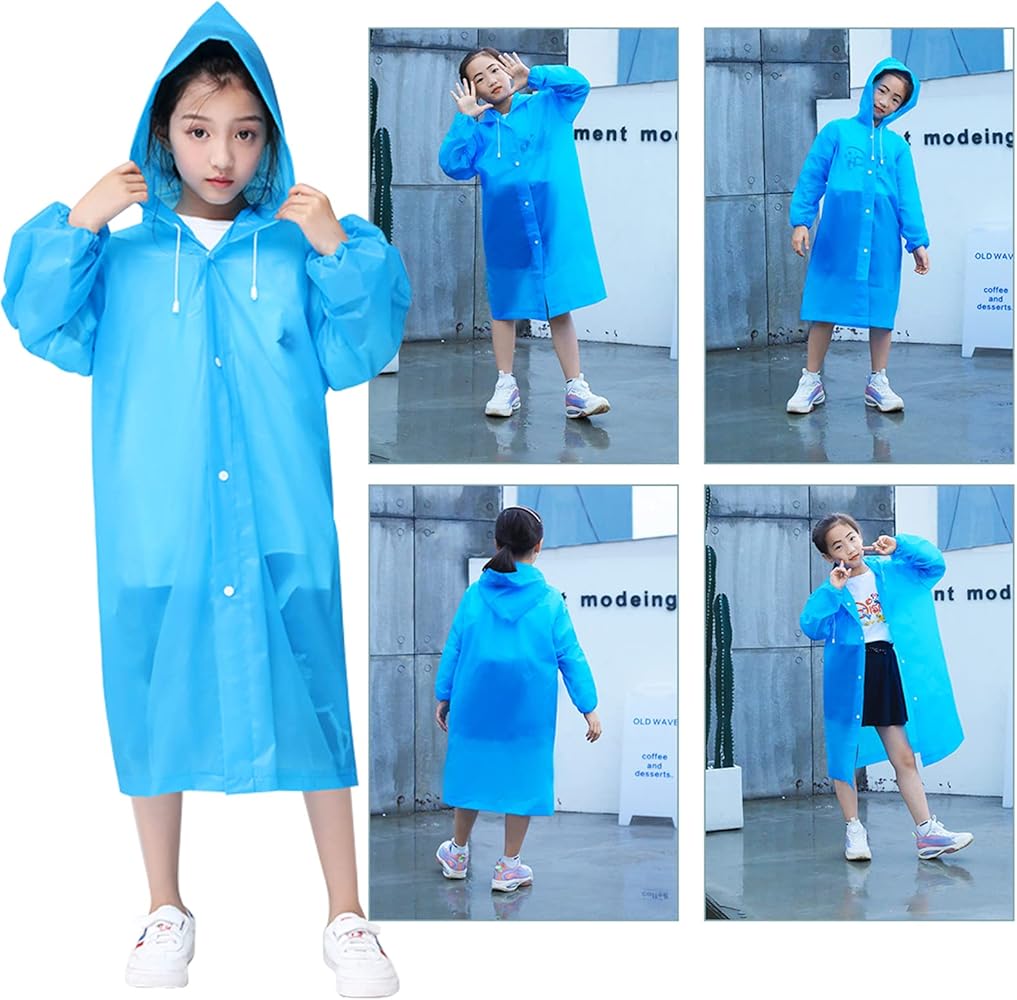 2 Ponchos De Pluie Enfants EVA - Imperméables, Avec Capuche Et Boutons, Unisexe