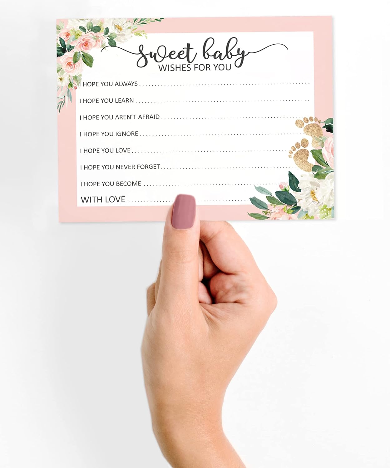 Unicorn Theme Baby Shower Wishes Cards - Pack of 50, 4.5 x 5.5 Inch, Uncoated Paper, Smudge-Less Writing, Keepsake Cards for Baby Shower Games and Decor