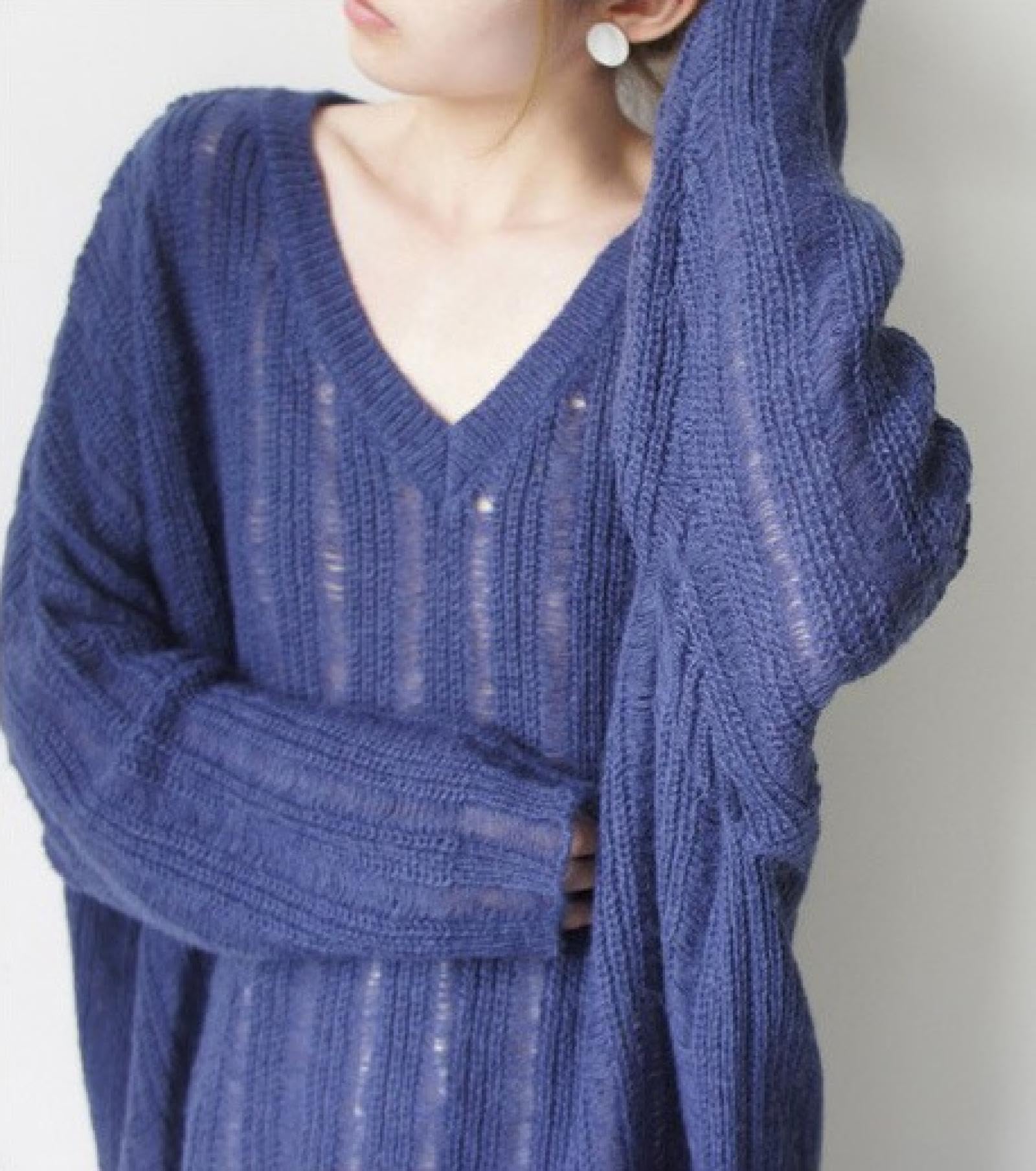 Generico Cover-ups Dzianinowy sweter damski Moher z dekoltem w serek Elegancki miękki miękki miękki sweter z dzianiny Top kryjący top.