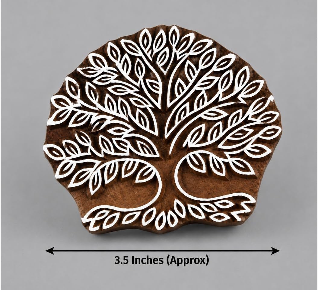 Tree Handcrafted Wooden Printing Block for Textile Craft Work