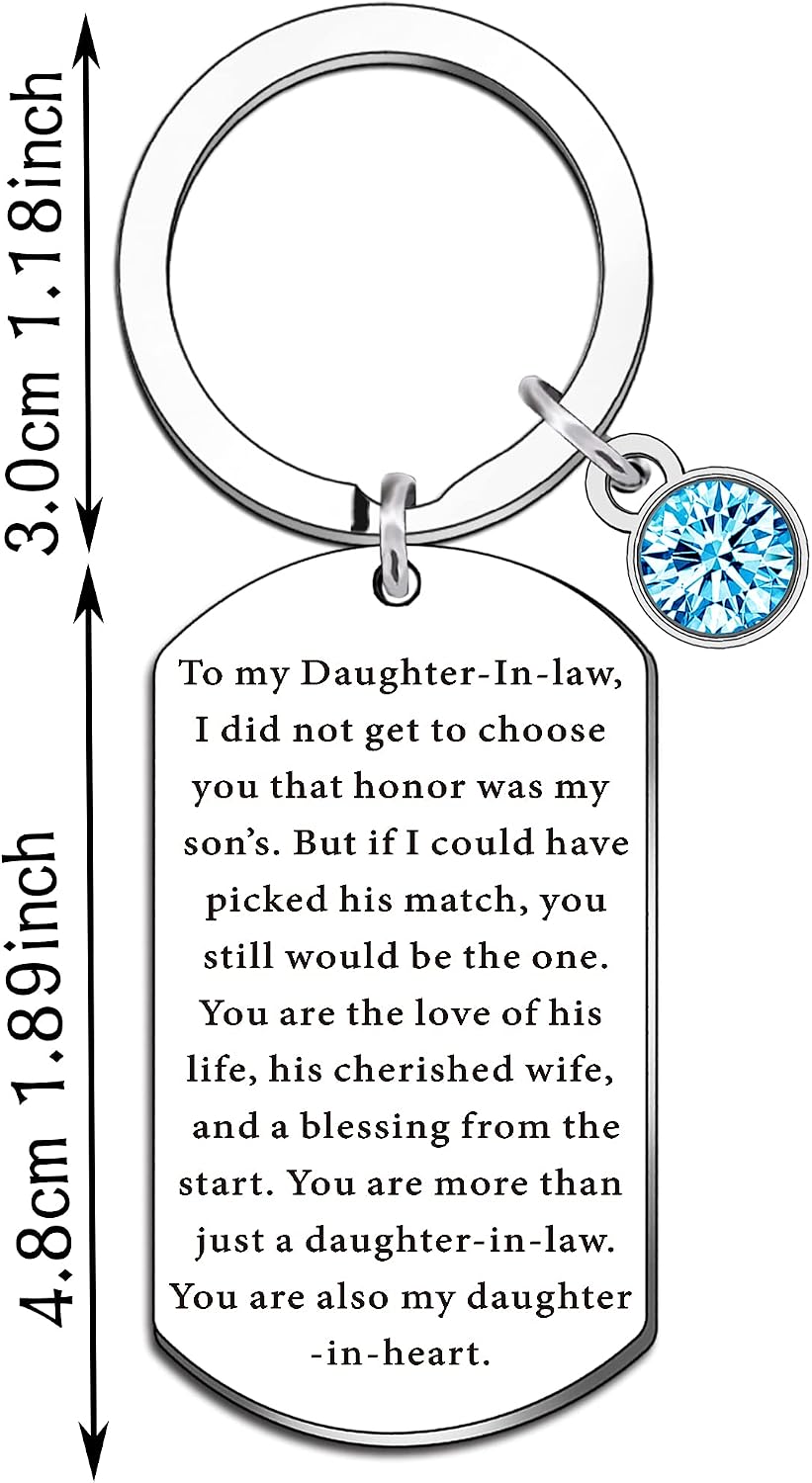 WTOPP Daughter-in-Law Gift from Mother in Law You are Also My Daughter-in-Heart Wedding Keyring Gifts for Bride Keychain Appreciation Gift Bride Gifts Bridal Shower Gift - Image 3