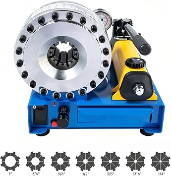 ADWAN Hydraulic Hose Crimper,10-38 mm Swaging Range | Hydraulic Hose Crimping Machine,Crimps Single&Double Braided Hose Assemblies with 8 Sets of Dies
