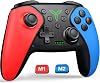 Elekasumi Switch コントローラー Switch12代対応 3段階TURBO連射 スイッチ コントローラー 1000mAh大容量 マクロ機能 スリープ解除Switch1のみ 背面ボタン付き Switch プロコン 3階段振動6軸ジャイロセンサーBluetooth接続 Pro コント ローラー SwitchSwitch2LiteOLEDAndroidIOS対応 赤&ブルー