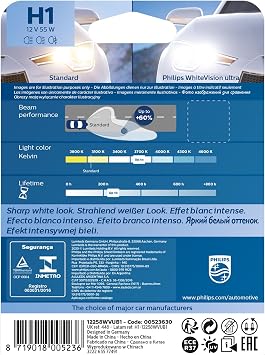 Philips WhiteVision ultra H1 car headlight bulb, single blister