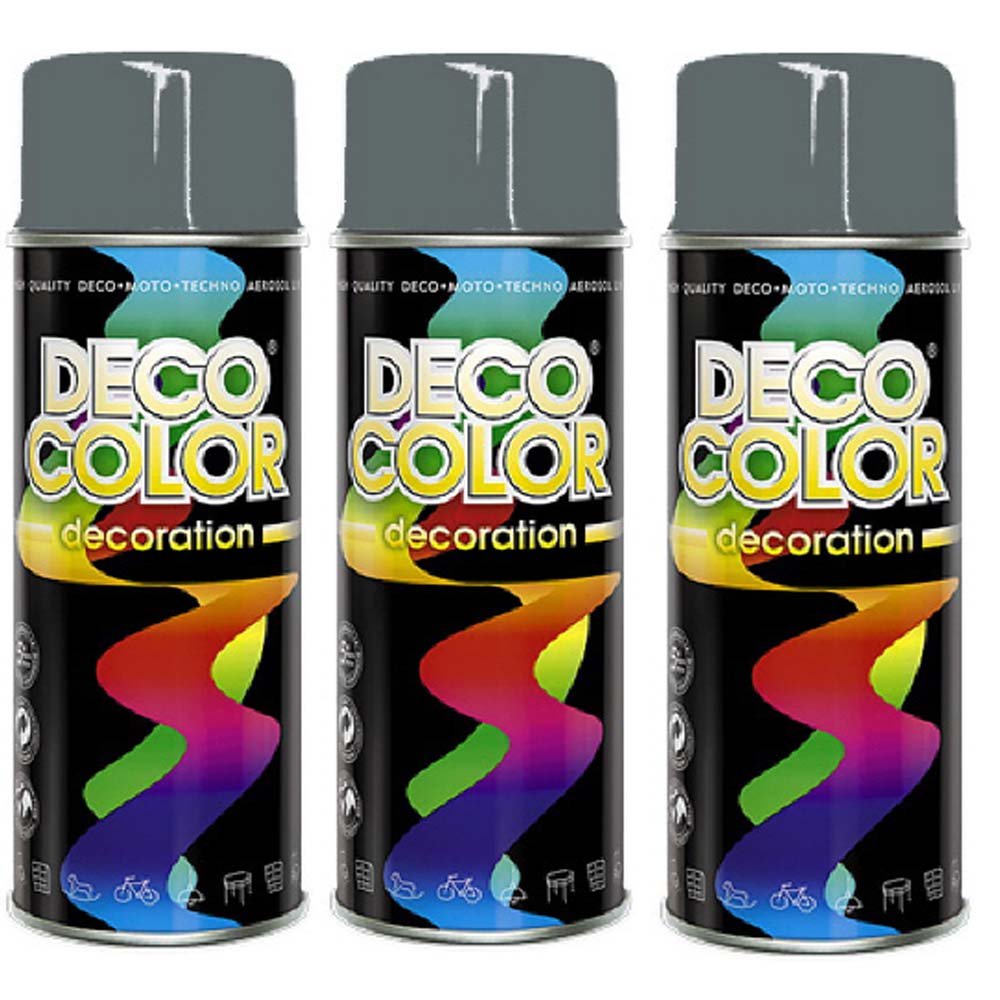 Deco Color Lackspray 12er Sparpack – Mausgrau Glanz RAL 7005, 400 Ml/Dose, Für Innen & Außen