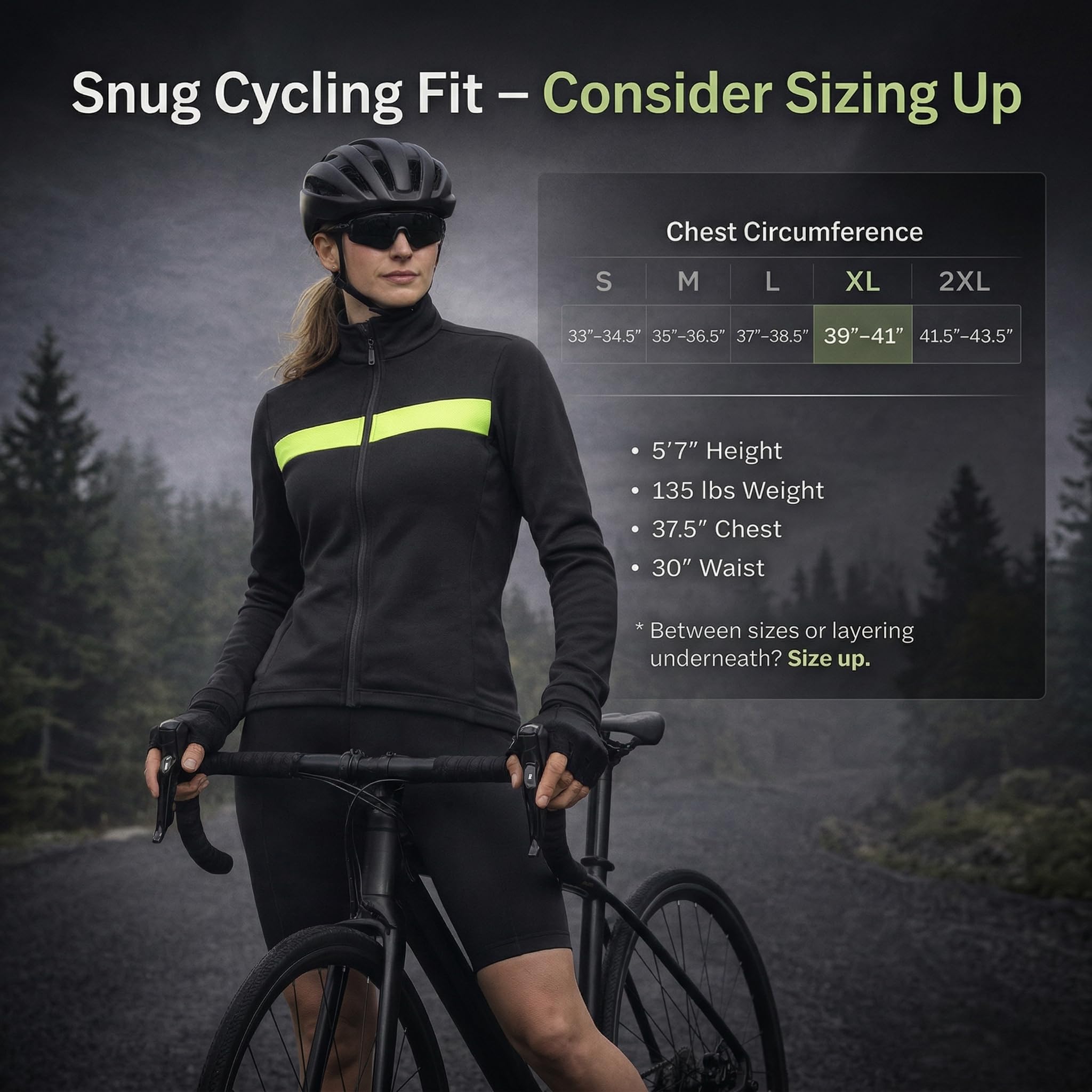 Przewalski Radtrikot Damen, Thermo Fahrradbekleidung Damen mit 3 Rückentaschen für Straße und Bergfahrten