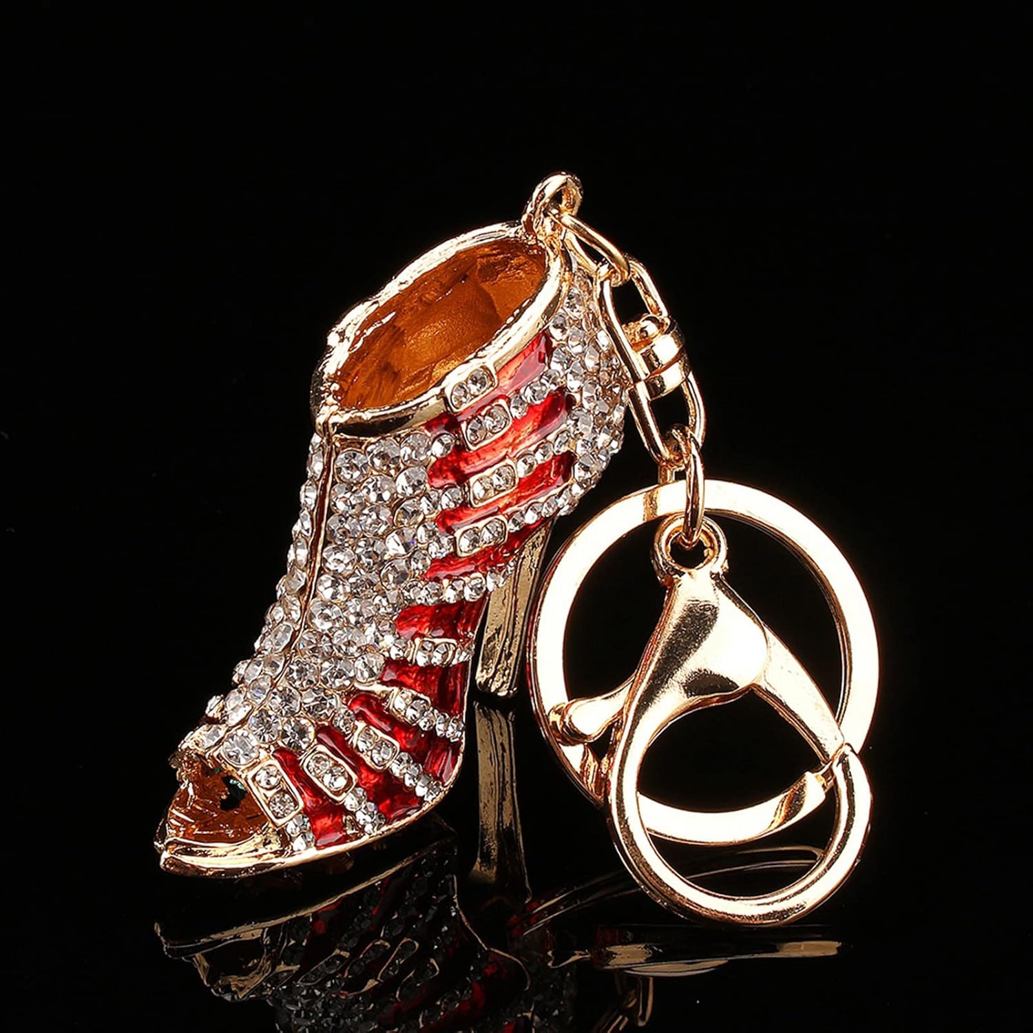 High Heels Keychain, Crystal Rhinestone Crystal Keyring Women Keychain High Heel Shoe Lady Gift Stiletto Enamel Pendent for Key Handbag Phone Accessory(5.5 * 5cm) - Image 5