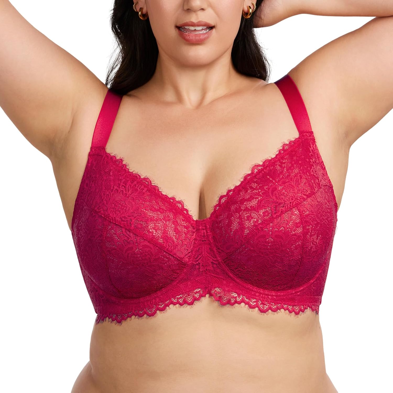 HSIA Minimizer Bra for Women - Plus Size Full Coverage Lace Bra with Underwire, Non Padded - Image 3