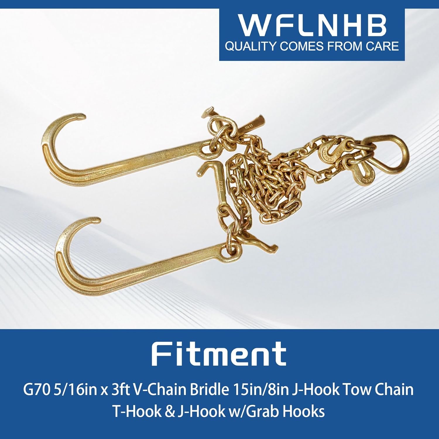 WFLNHB G70 5/16in x 3ft V-Chain w/15in/8in J-Hook T-Hook Grab Hooks image 4