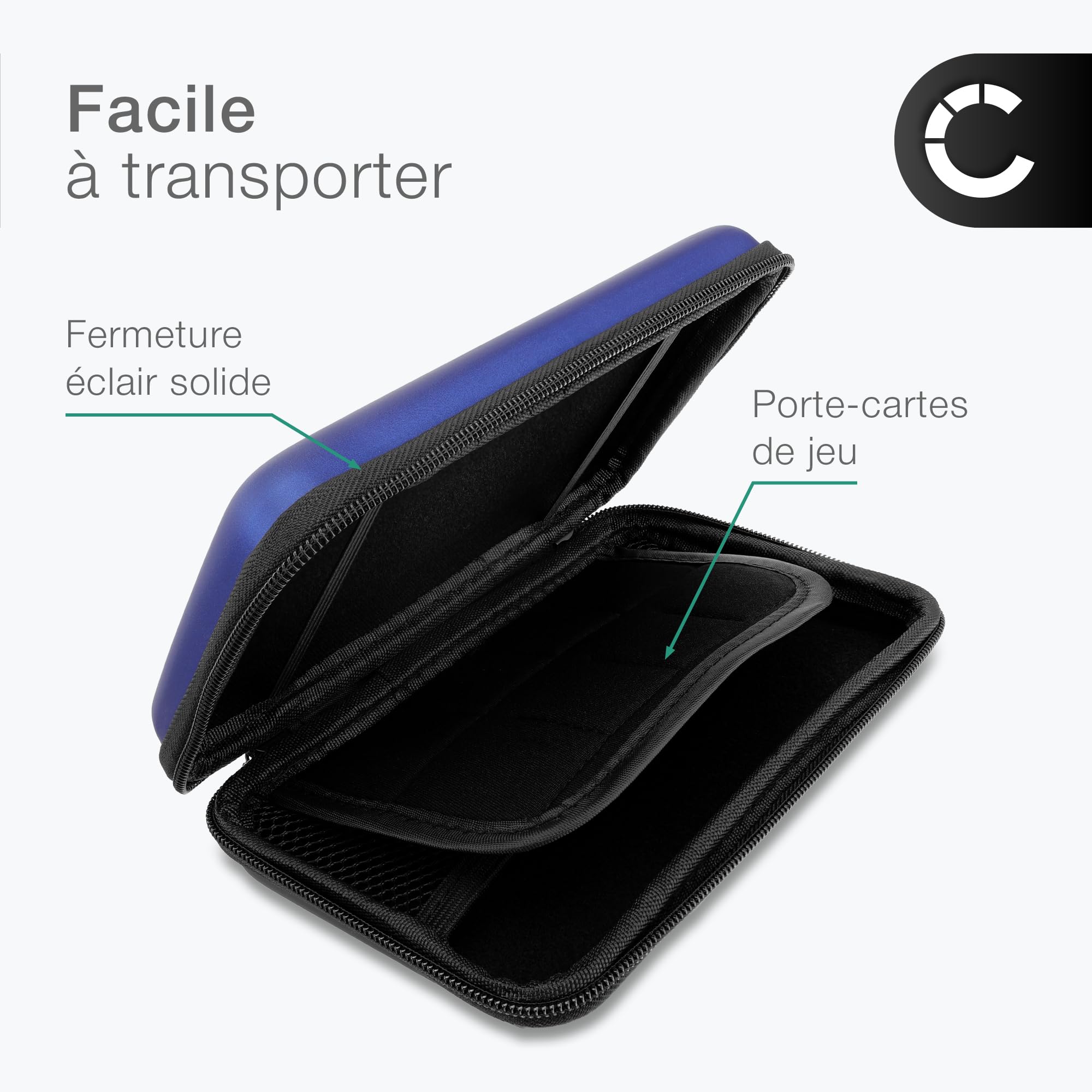 subtel Étui Protecteur et Compartiment de Cartes de Jeu Compatible avec Nintendo 3DS, 3DS XL, DS, DS Lite, DSi, DSi XL, New 2DS XL, New 3DS, New 3DS XL, Analogue Pocket – Housse Robuste en Bleu foncé