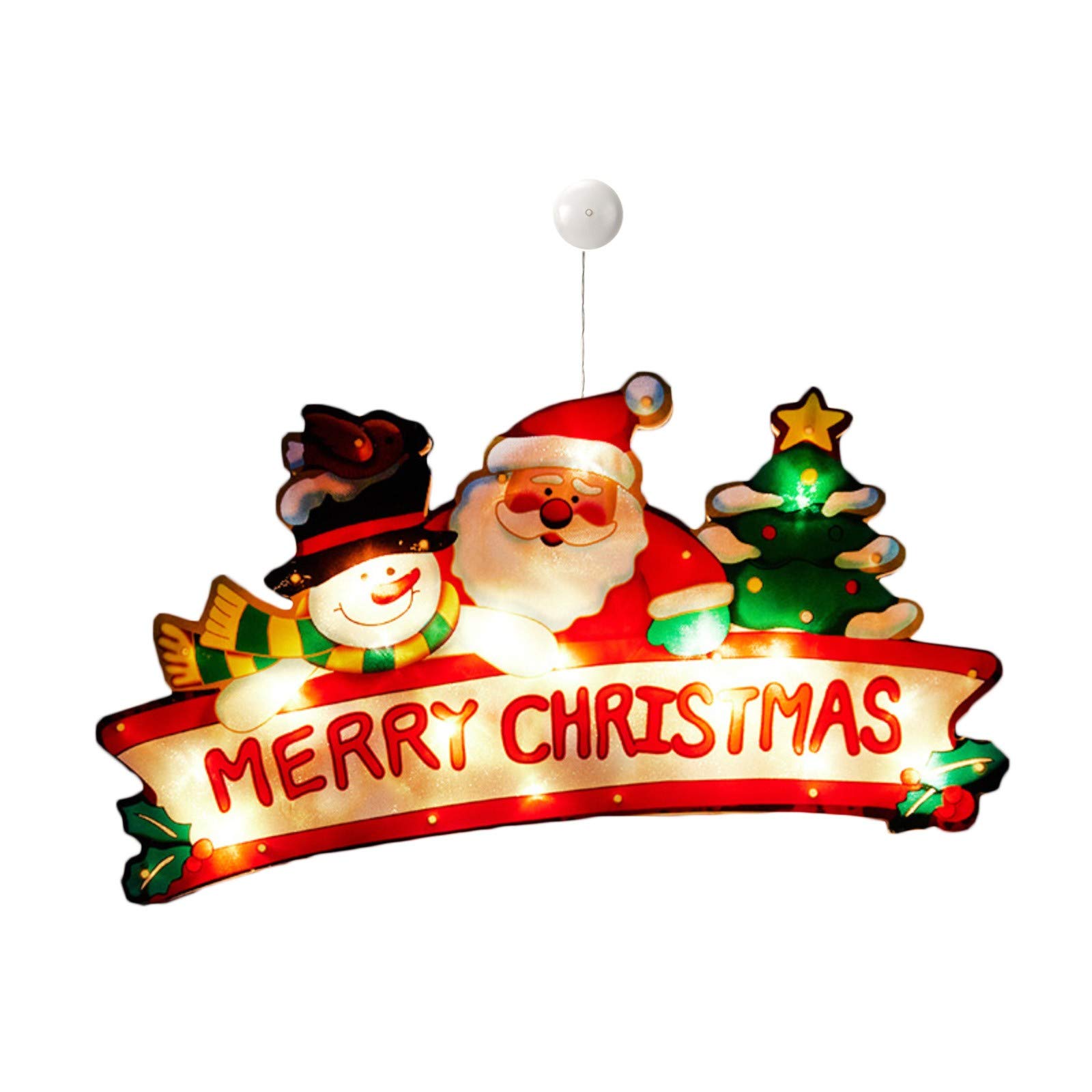 Baulody Led Christmas Lights with Suction Cup, Indoor Outdoor Hanging String Lights, Lighted Window Decorations Xmas Tree Ornaments for Home Bedroom Party Decor (F)