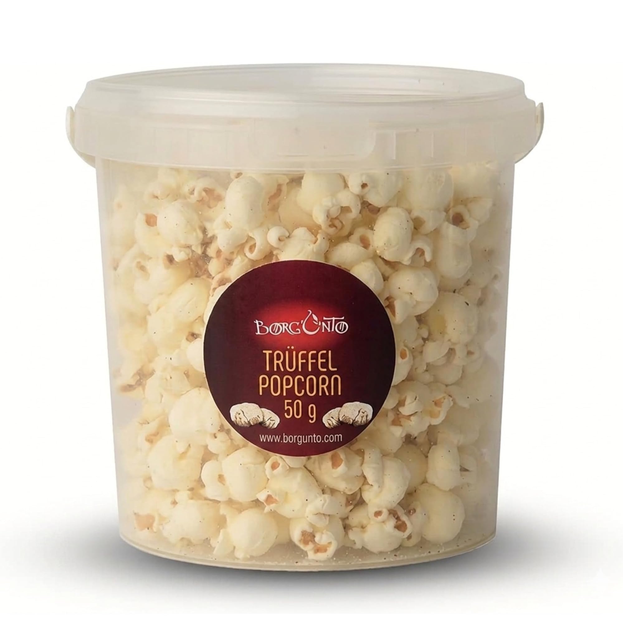 BORGUNTO | Trüffel Popcorn 12 x 50g - Knuspriger Snack mit echtem weißem und schwarzem Trüffel - Gourmet Italienisch, Glutenfrei, Ideal für Aperitifs & Geschenke (12 Stück)