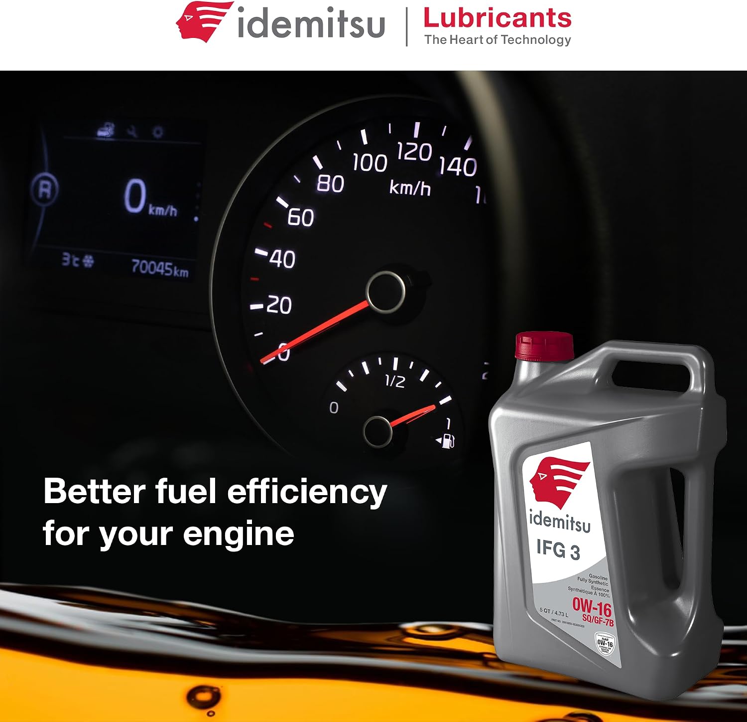 Idemitsu IFG3 0W-16 SP/GF-7B Full Synthetic Motor Oil – 5 Quart, Case of 4 | Advanced Fuel Efficiency & Engine Protection | Designed for Hybrid and Gasoline Engines